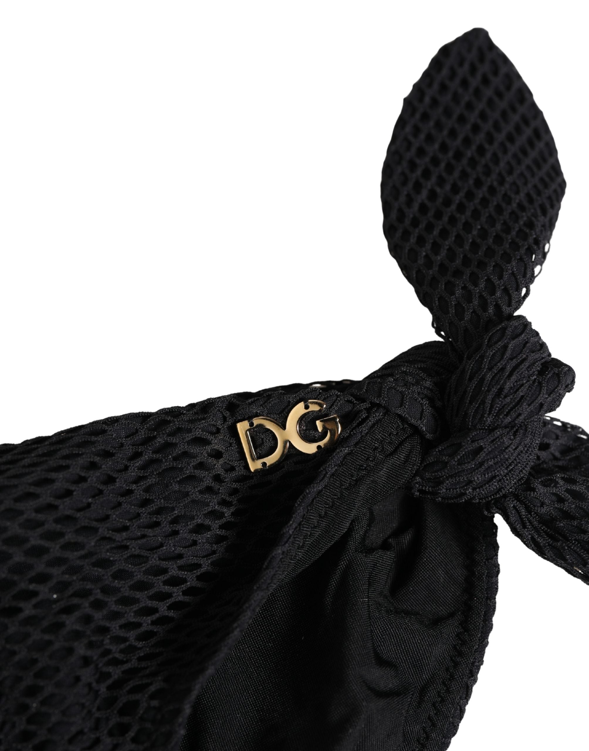 Swimwear Black Side-Tie Bikini Bottom DG Logo - ventzia