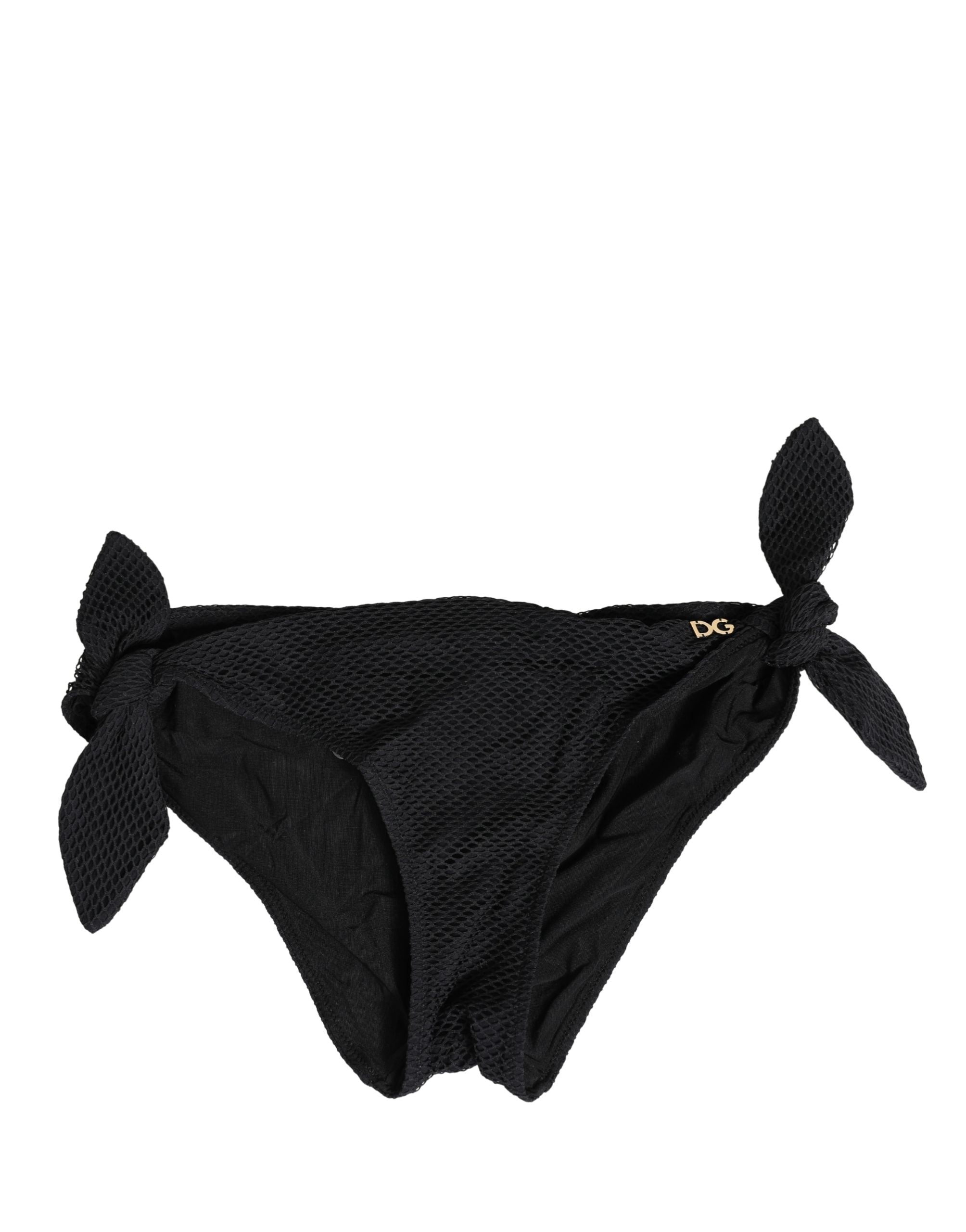 Swimwear Black Side-Tie Bikini Bottom DG Logo - ventzia