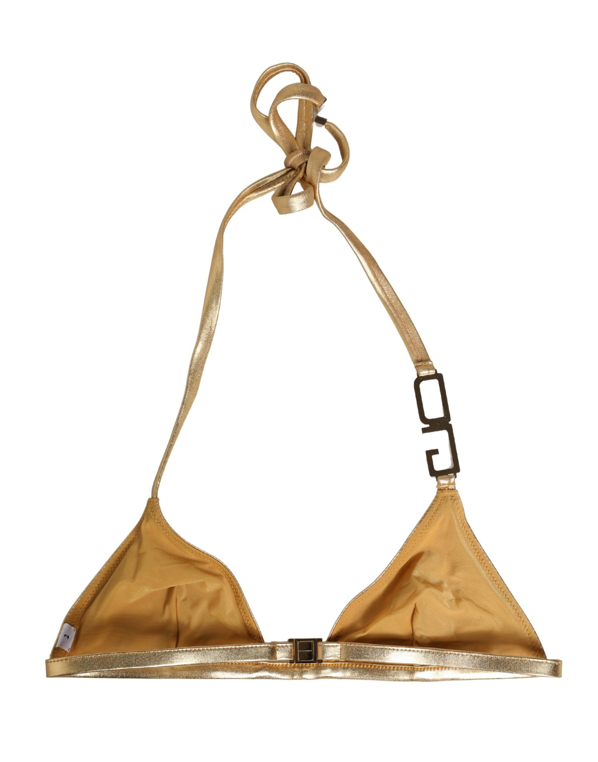 Gold-Tone Triangle Bikini Top DG Logo Swimwear - ventzia