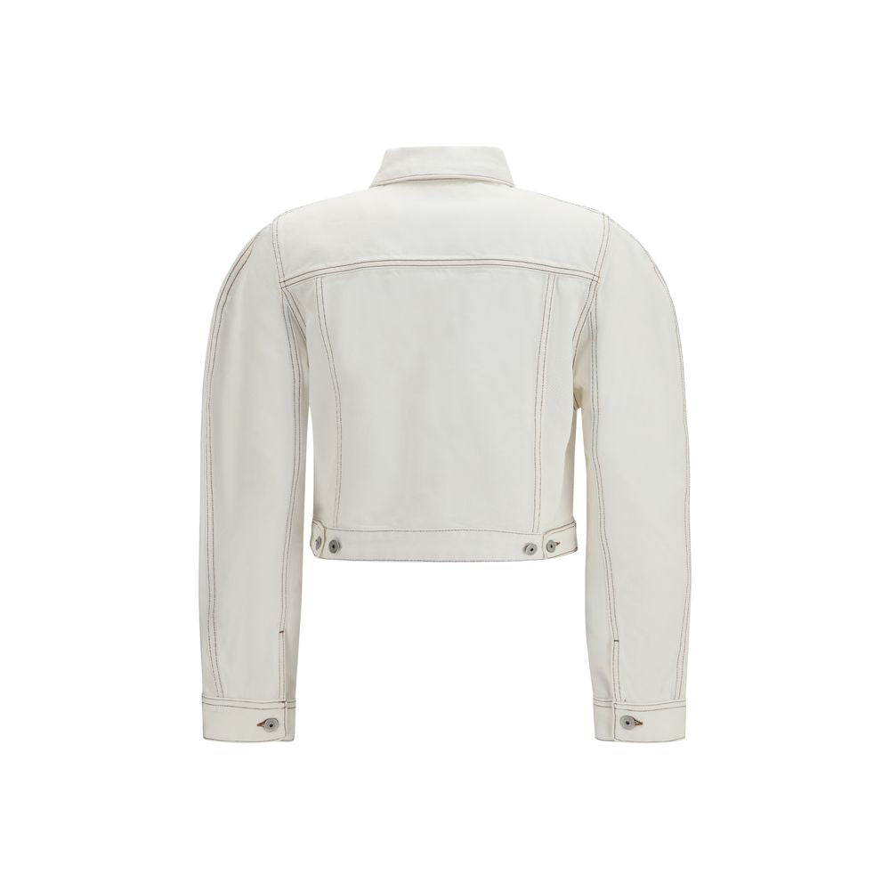 White Cotton Denim Jacket - ventzia