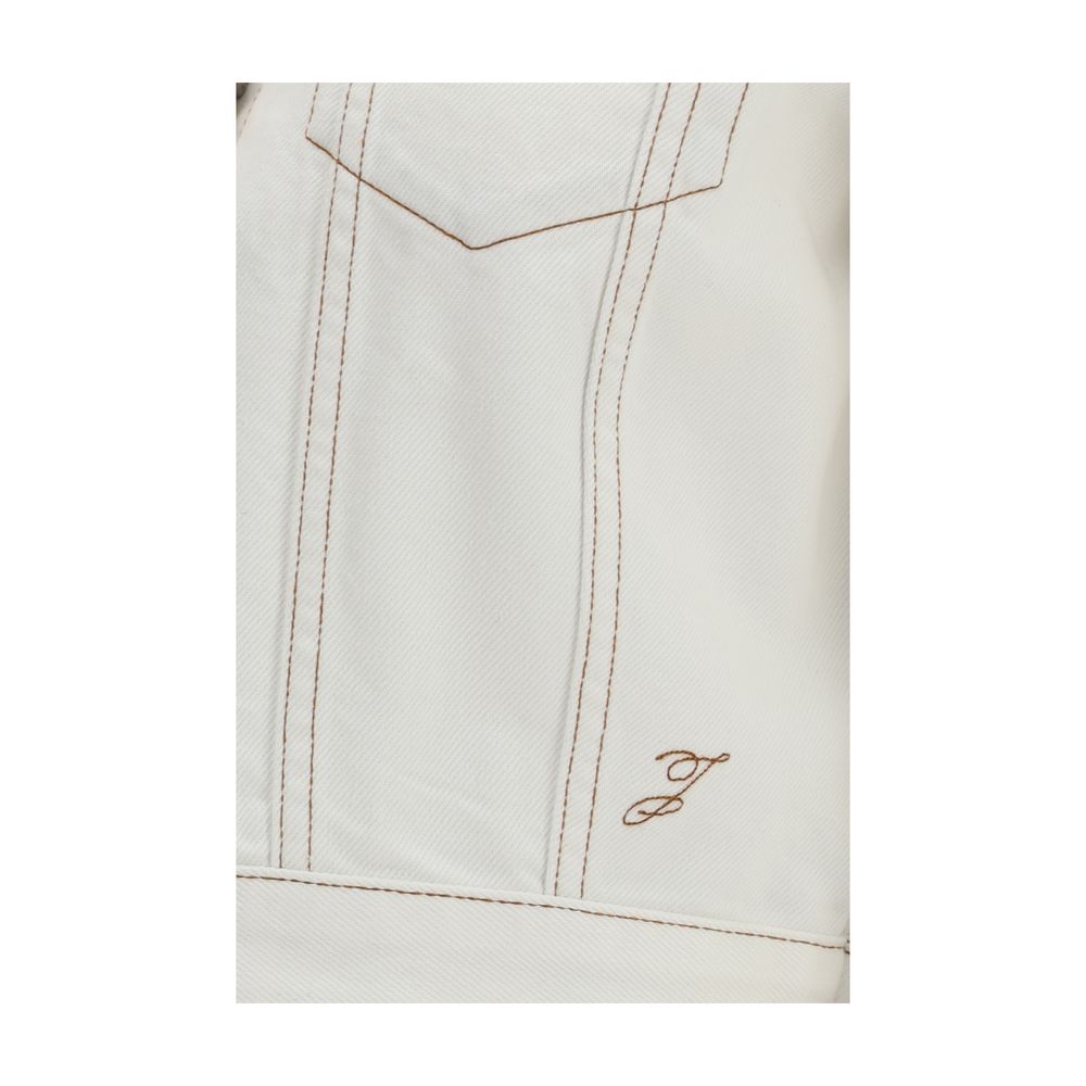 White Cotton Denim Jacket - ventzia
