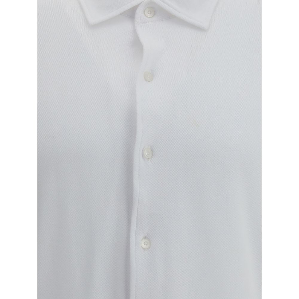 White Cotton Polo Shirt - ventzia
