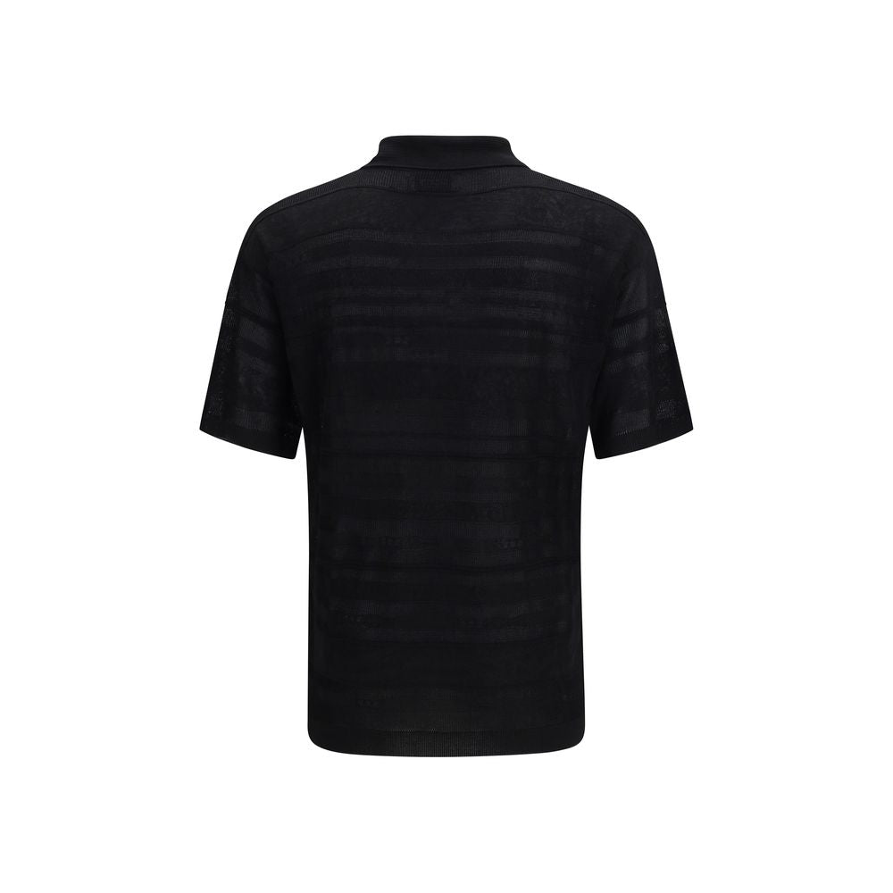Black Cotton Polo Shirt - ventzia