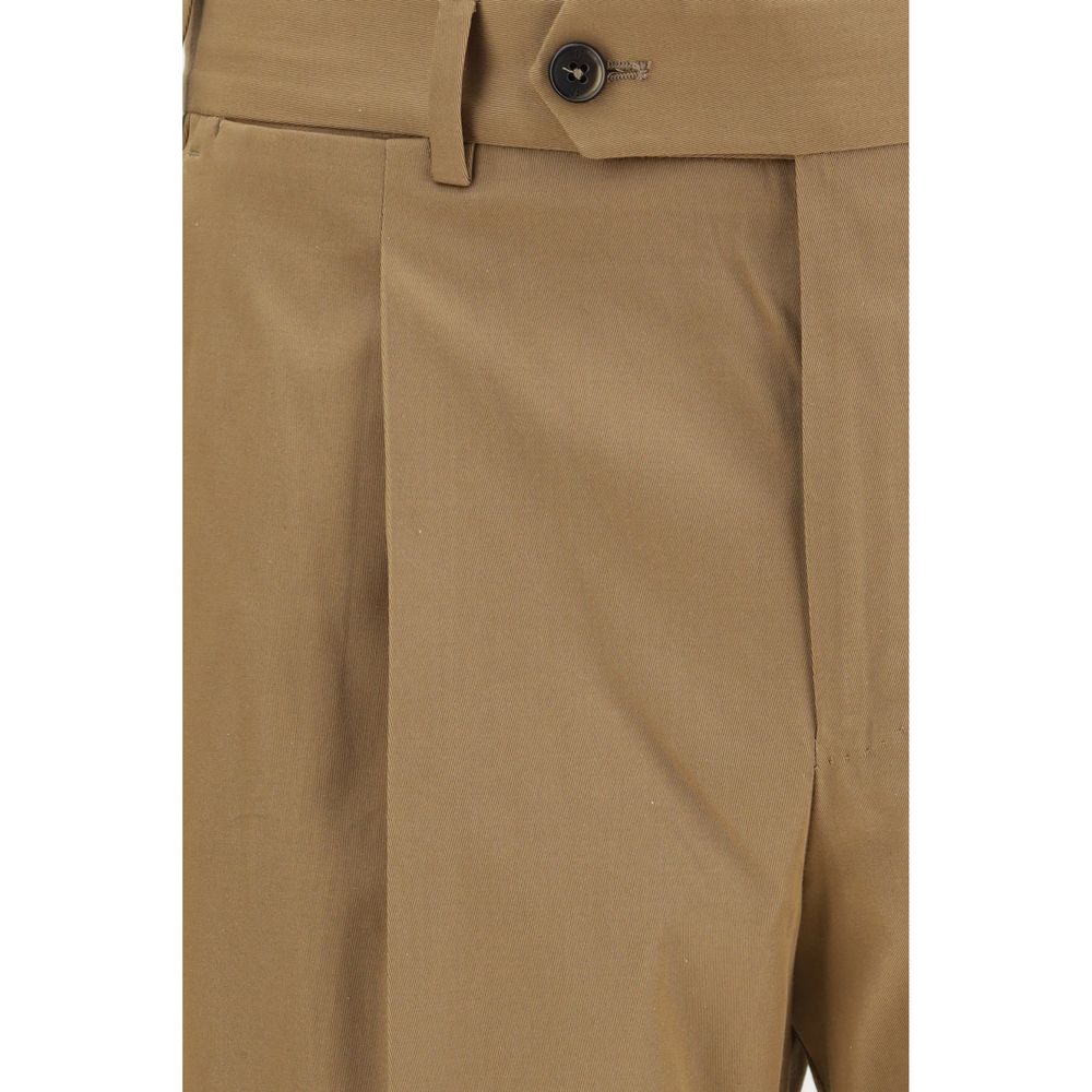 Brown Cotton Casual Pants - ventzia