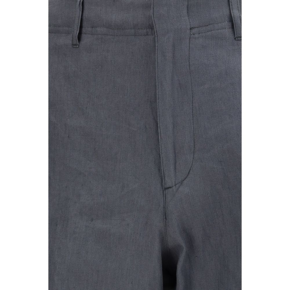 Gray Linen Cargo Pants - ventzia