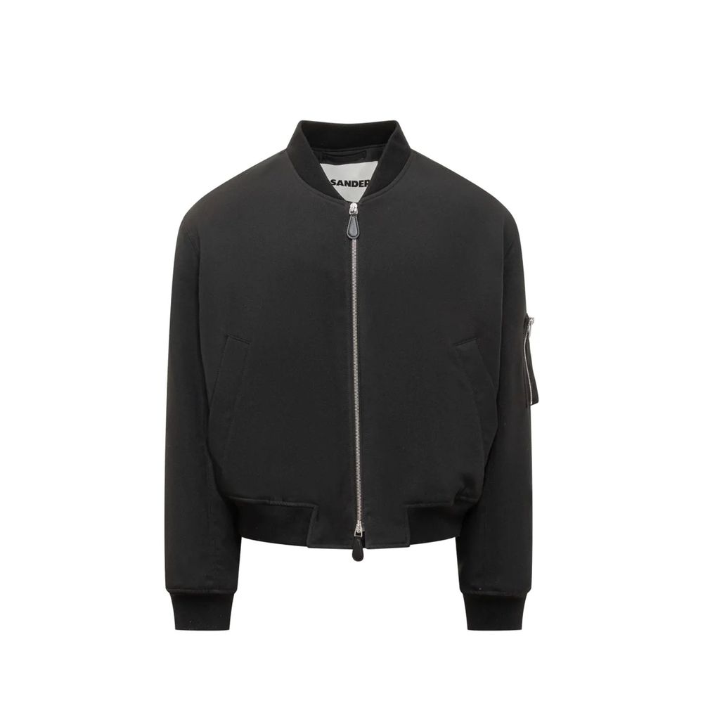 Black Polyester Bomber - ventzia