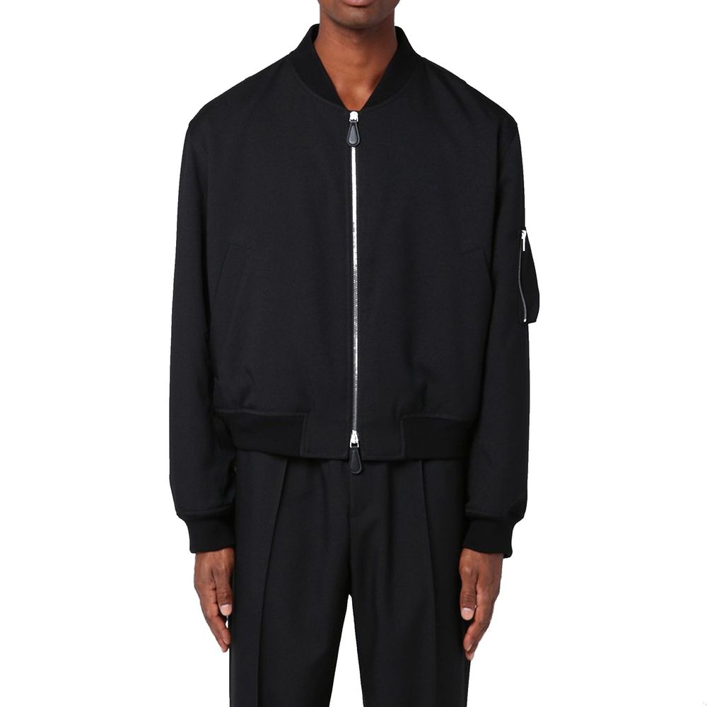 Black Polyester Bomber - ventzia