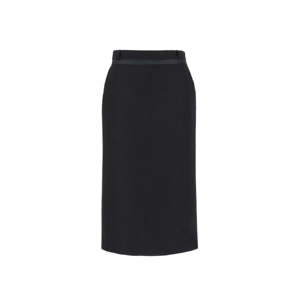 Black Virgin Wool Long Skirt