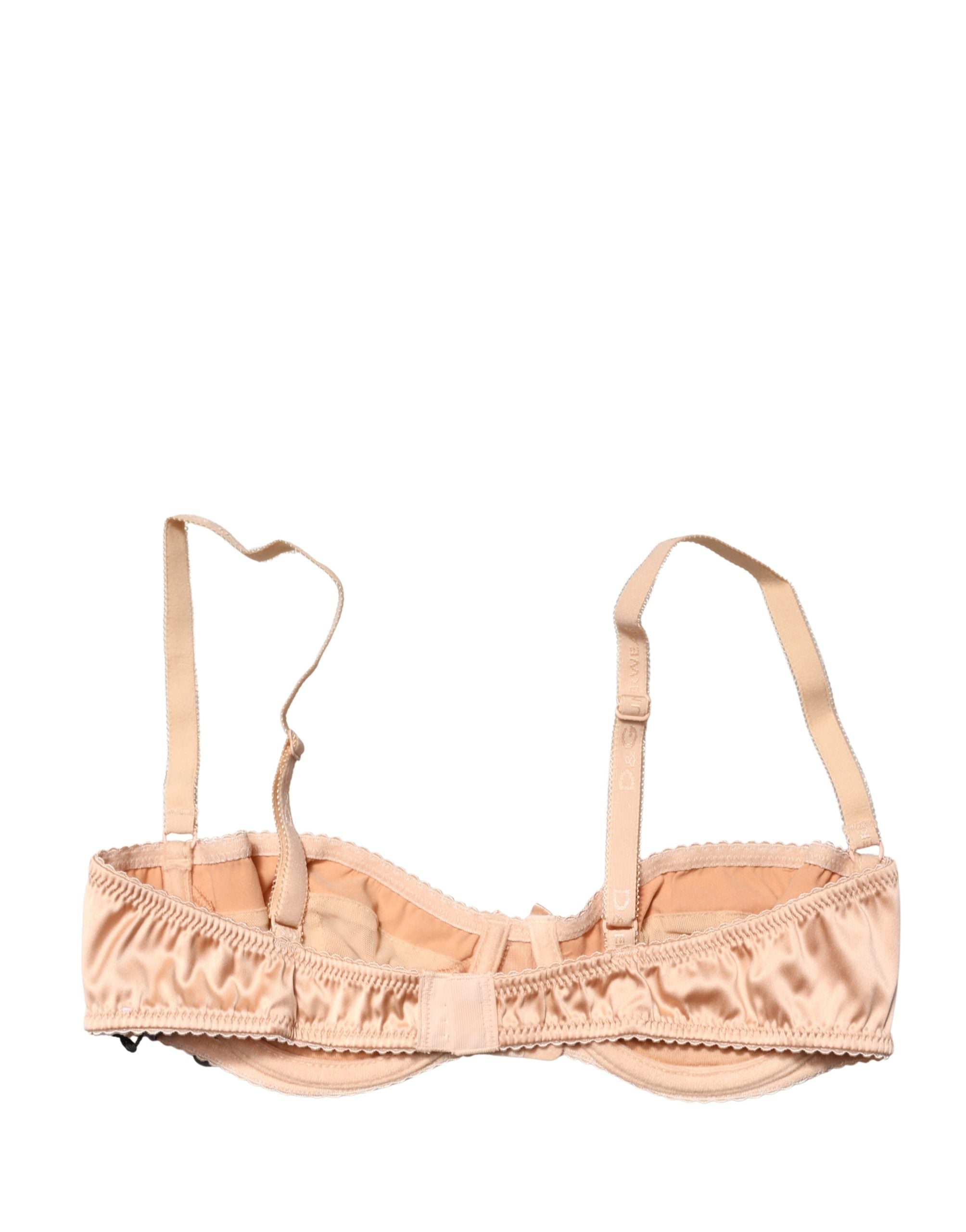 Beige Semi-Pad Underwire Balconette Bra Underwear