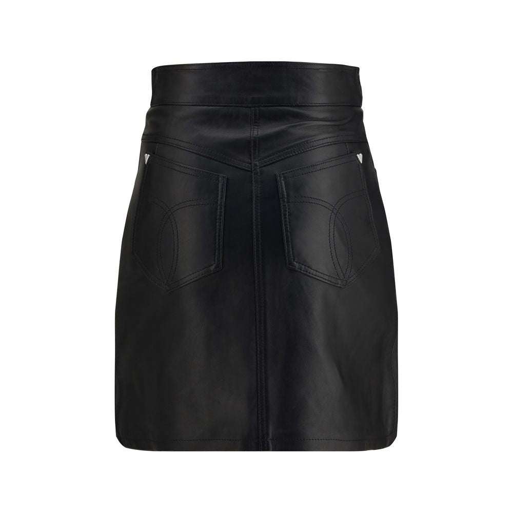 Black Lamb Leather Mini Skirt