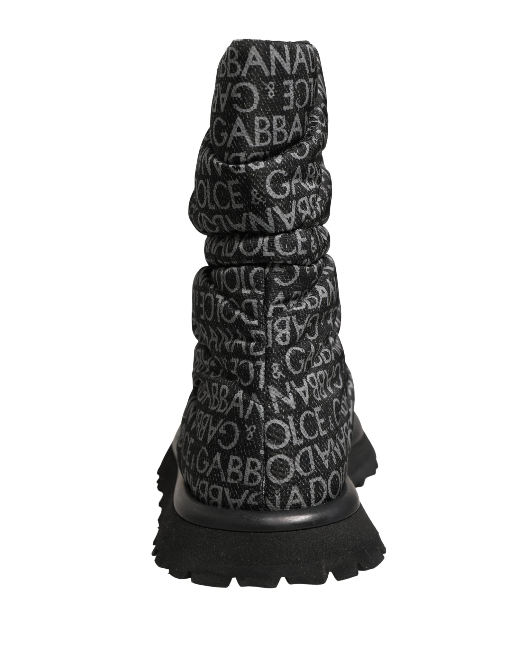 Black Logo Print Lace Up Snow Boots Shoes