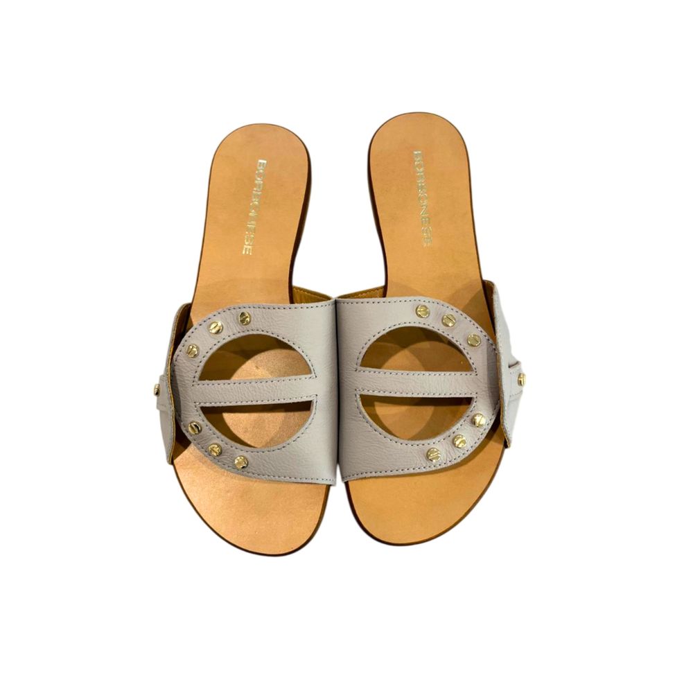 Grey Leather Women Sandal