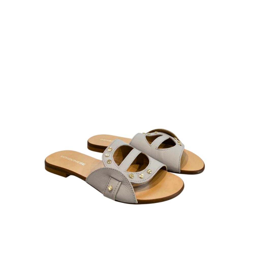 Grey Leather Women Sandal