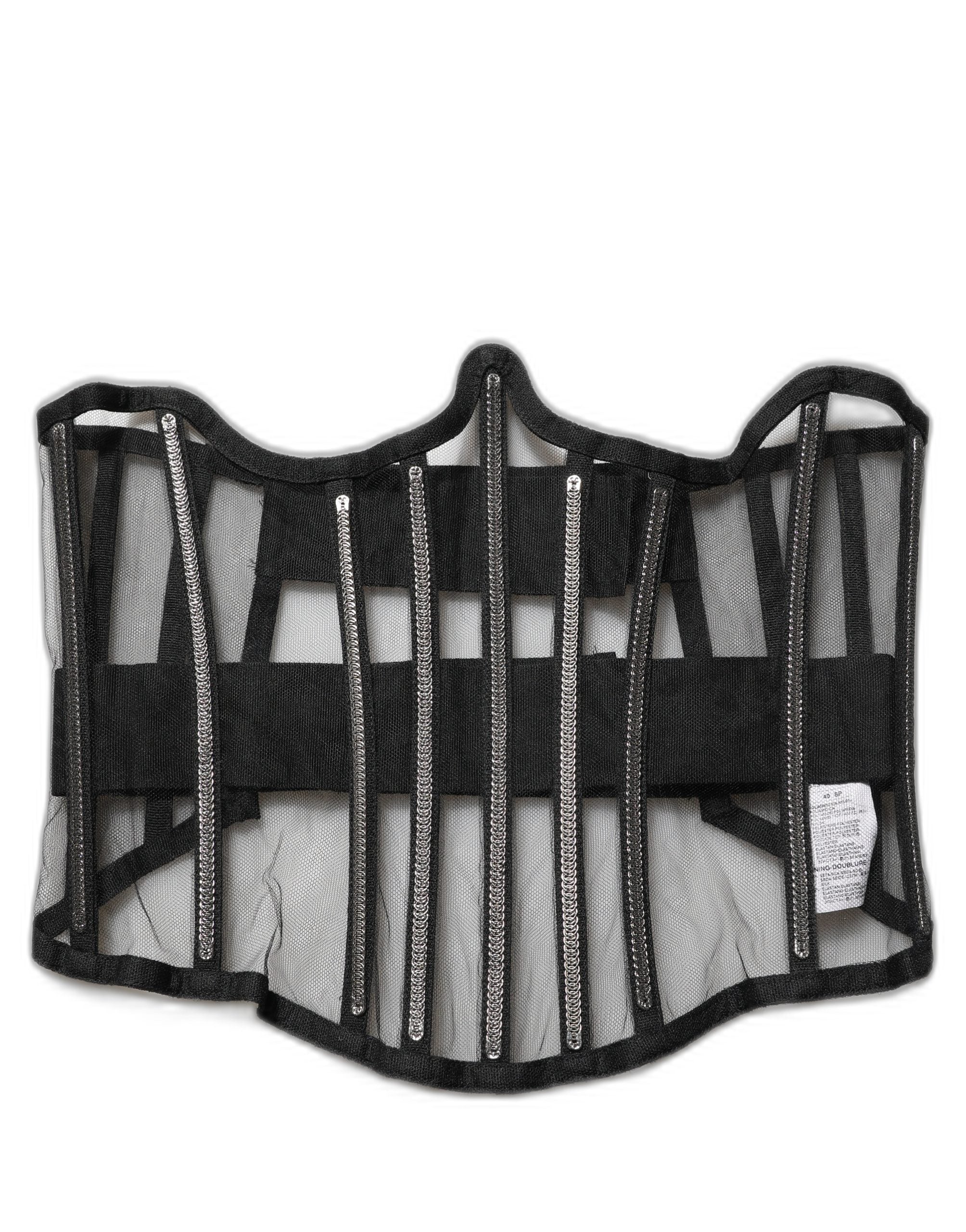 Black Sheer Tulle Bodysuit Cropped Corset Top