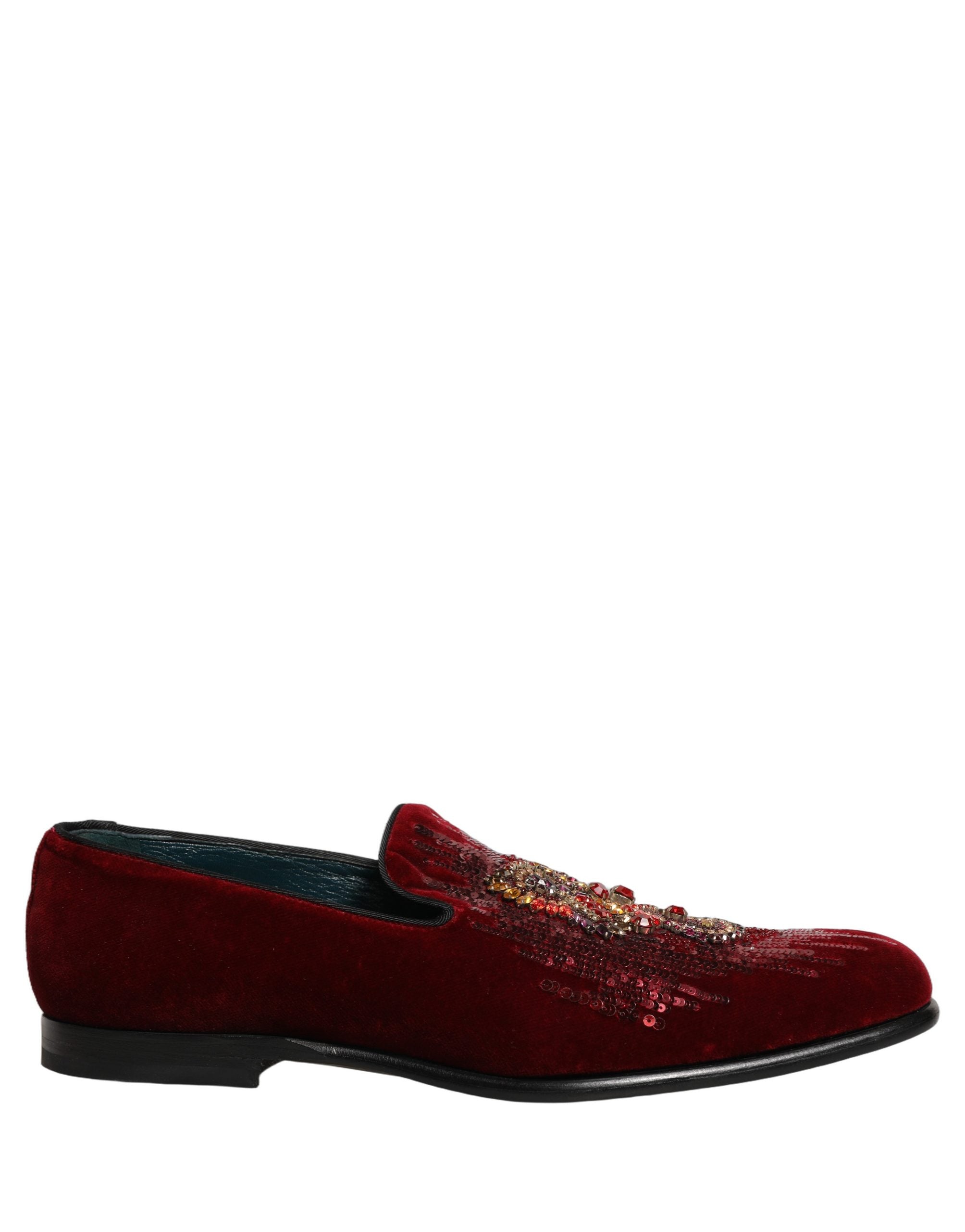 Maroon Sequin Gemstone Dress Loafers Shoes