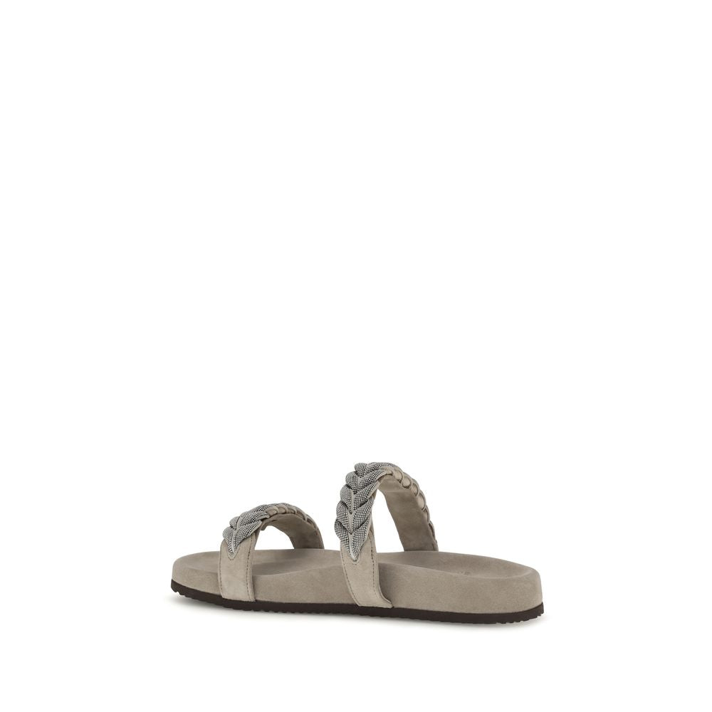 Gray Calf Leather Bos Taurus Flat Sandals