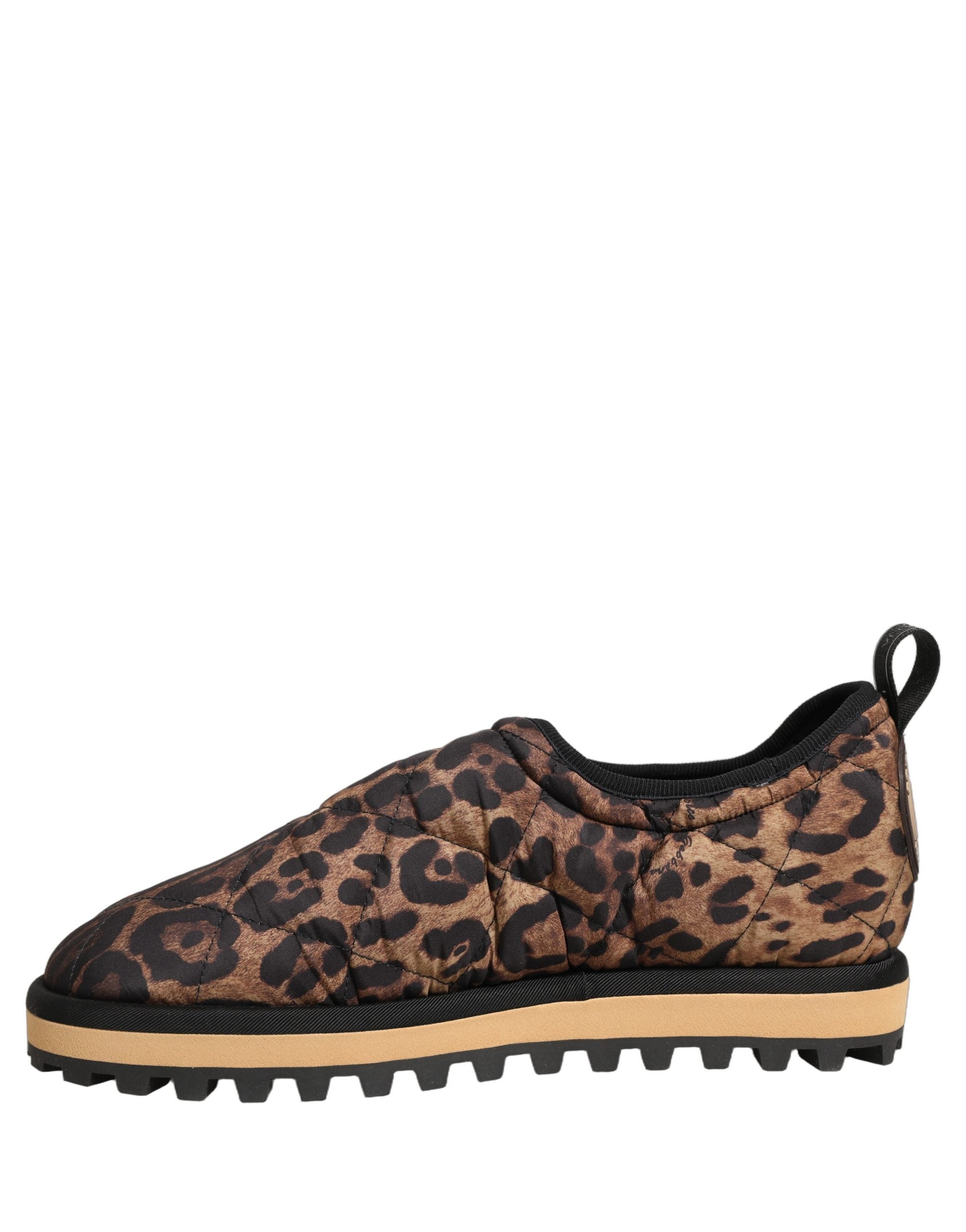 Brown Leopard Print Quilted Men Sneakers Shoes