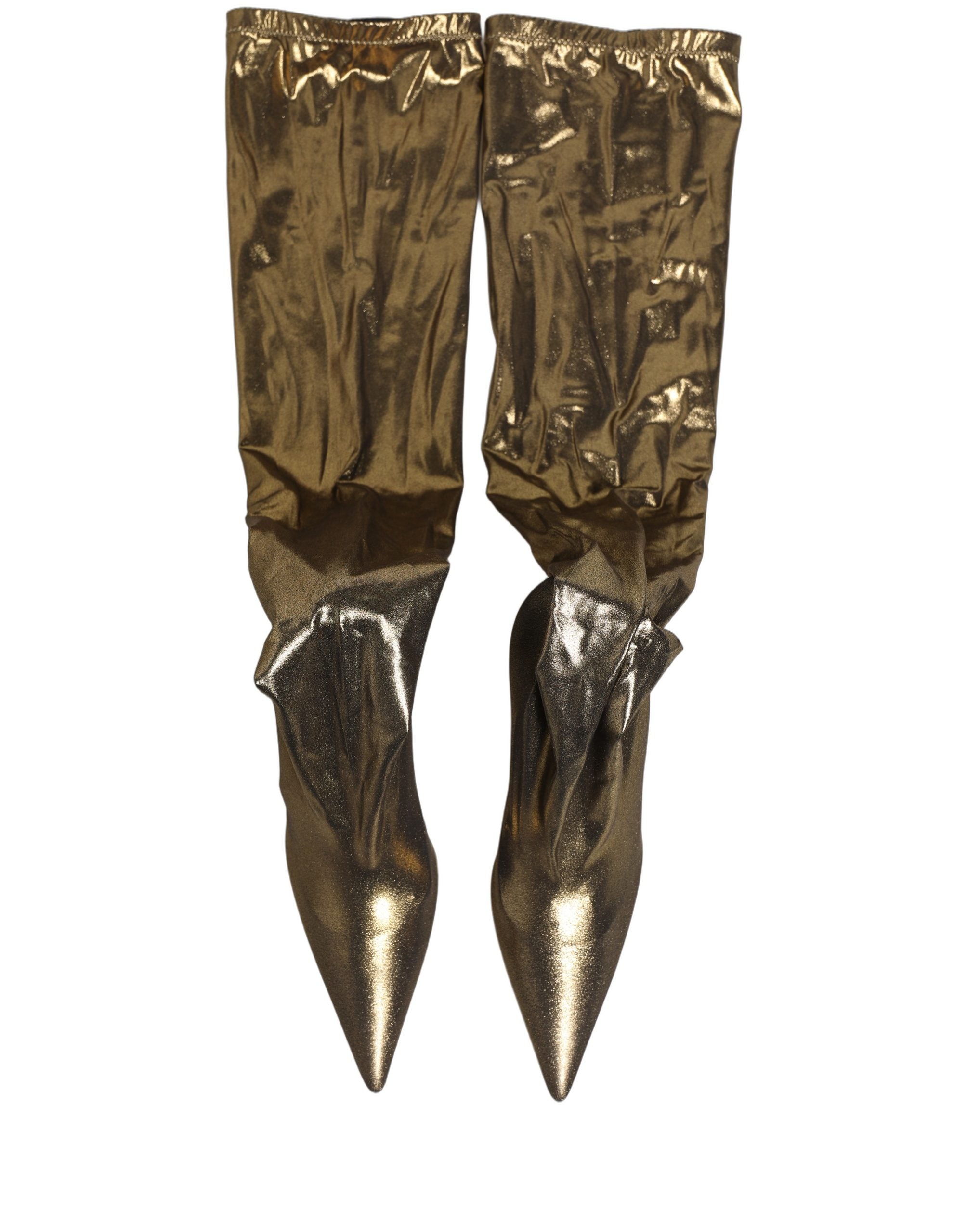 Gold Nylon Socks Knee High Boots Pumps Shoes