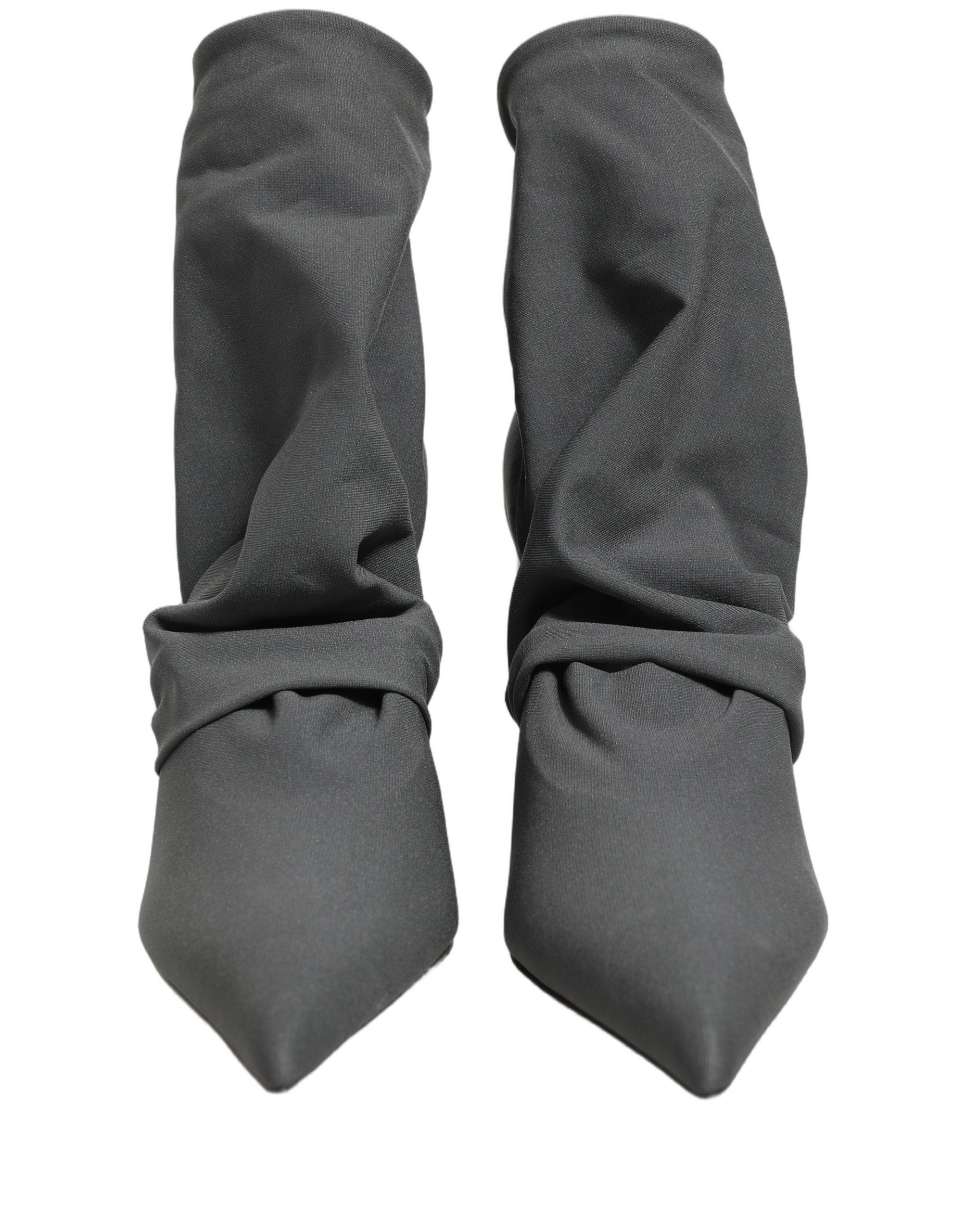 Gray Stretch Socks Heels Ankle Boots Shoes