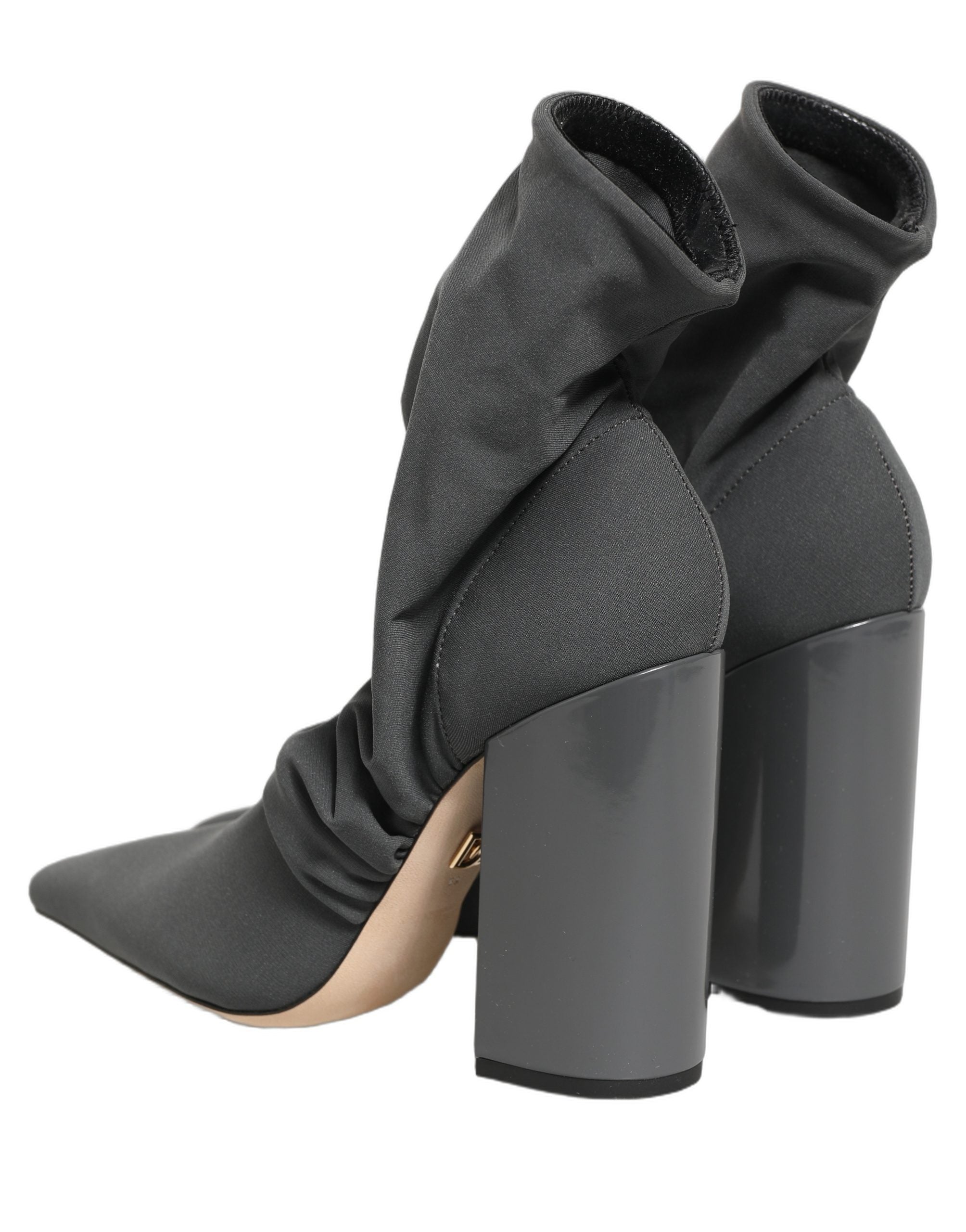 Gray Stretch Socks Heels Ankle Boots Shoes
