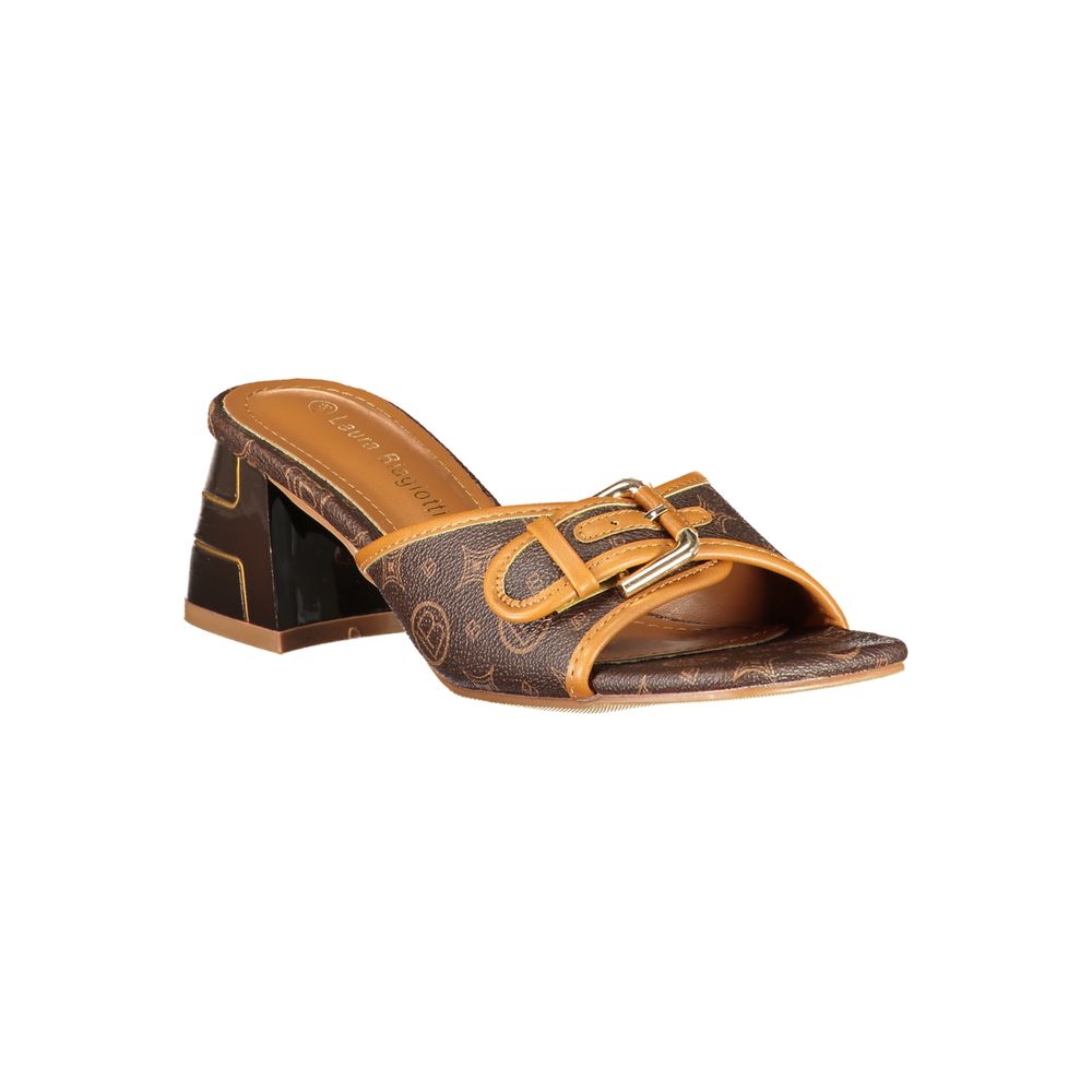 Brown Polyurethane Women Sandal