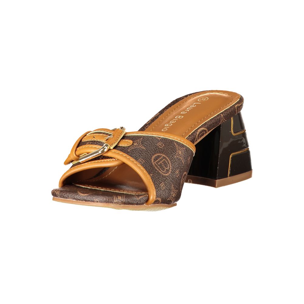 Brown Polyurethane Women Sandal