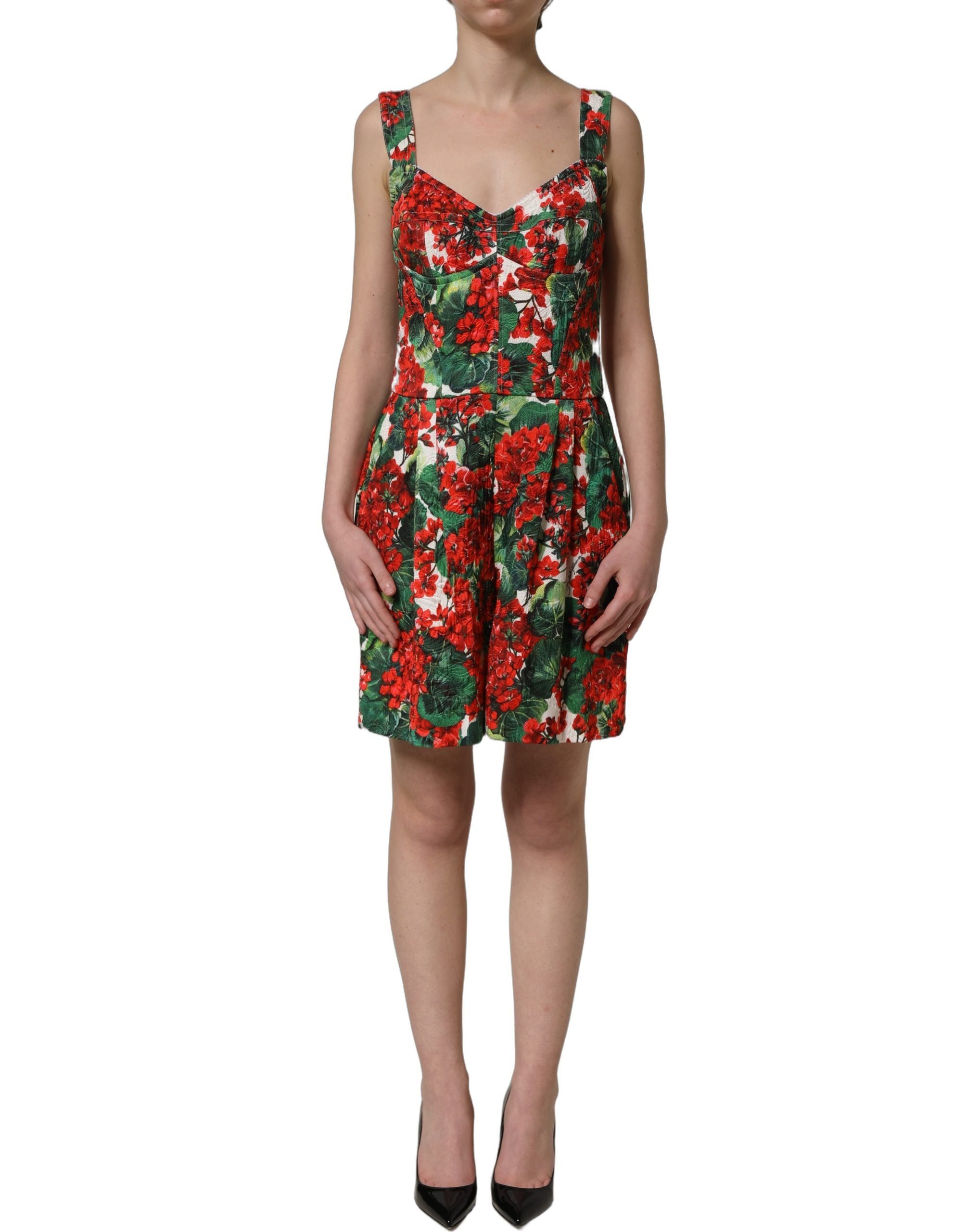 Multicolor Geranium Print A-line Mini Dress