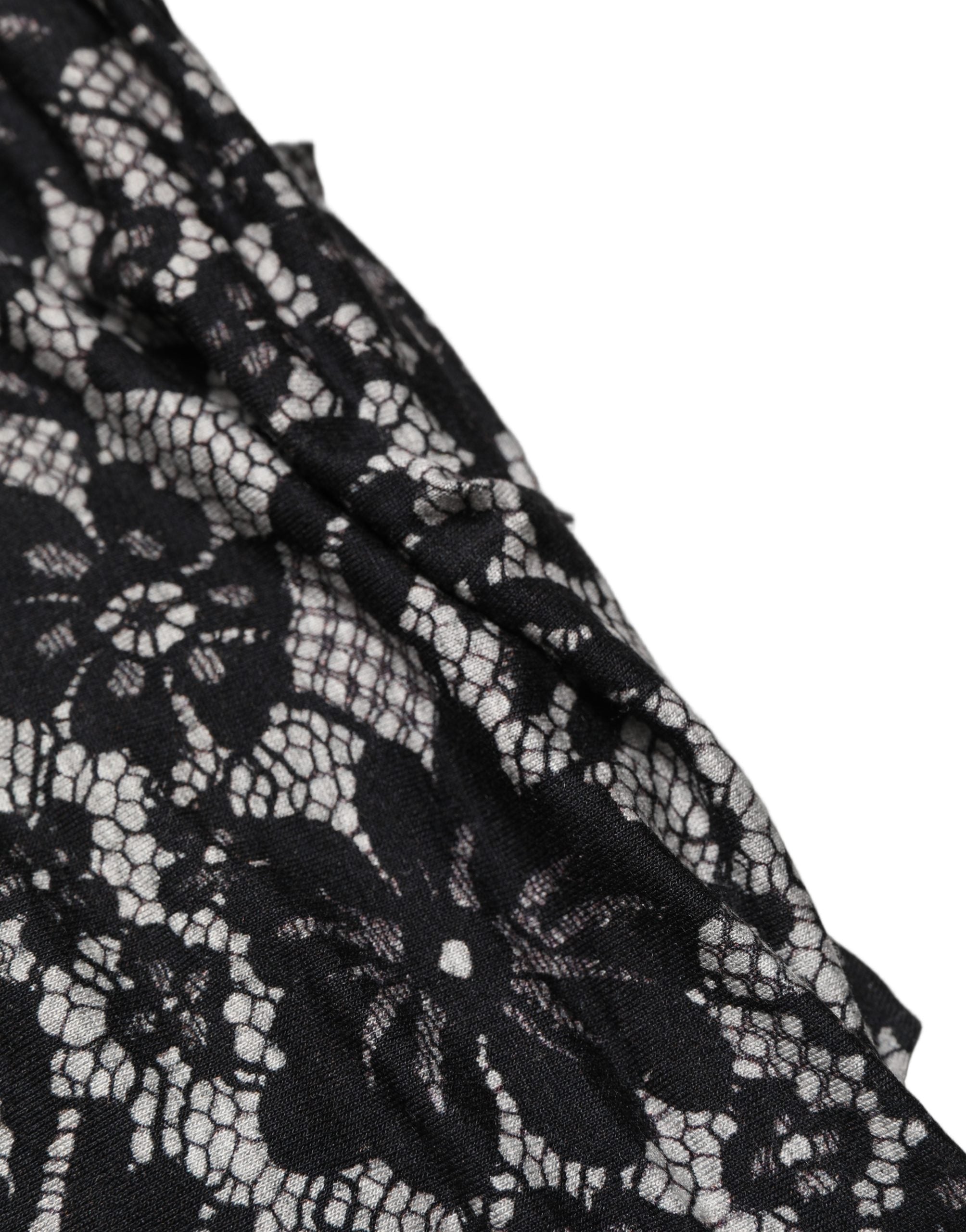 Black White Floral Lace Sleeveless Midi Dress