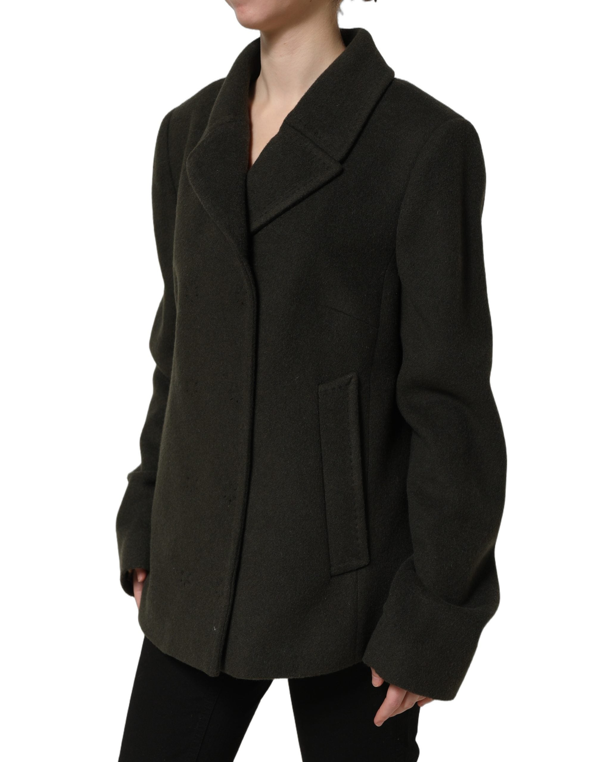 Dark Green Double Breasted Peacoat Jacket