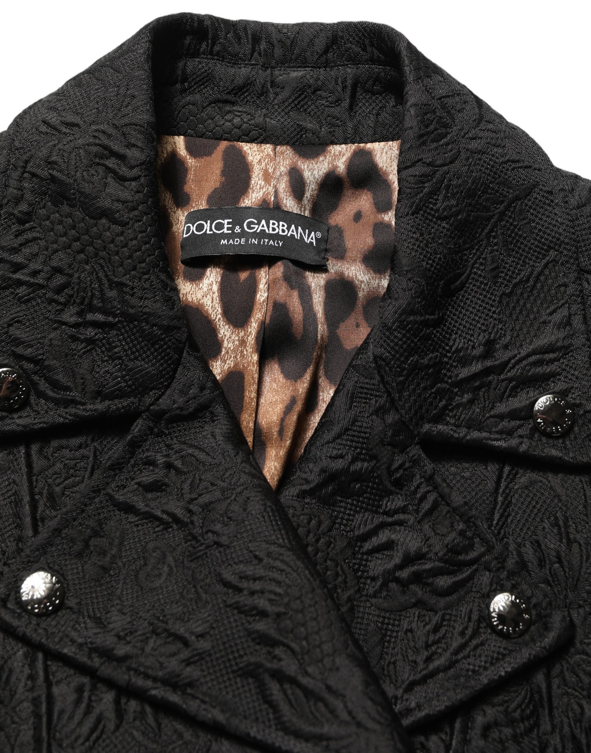Black Floral Brocade Biker Blouson Jacket