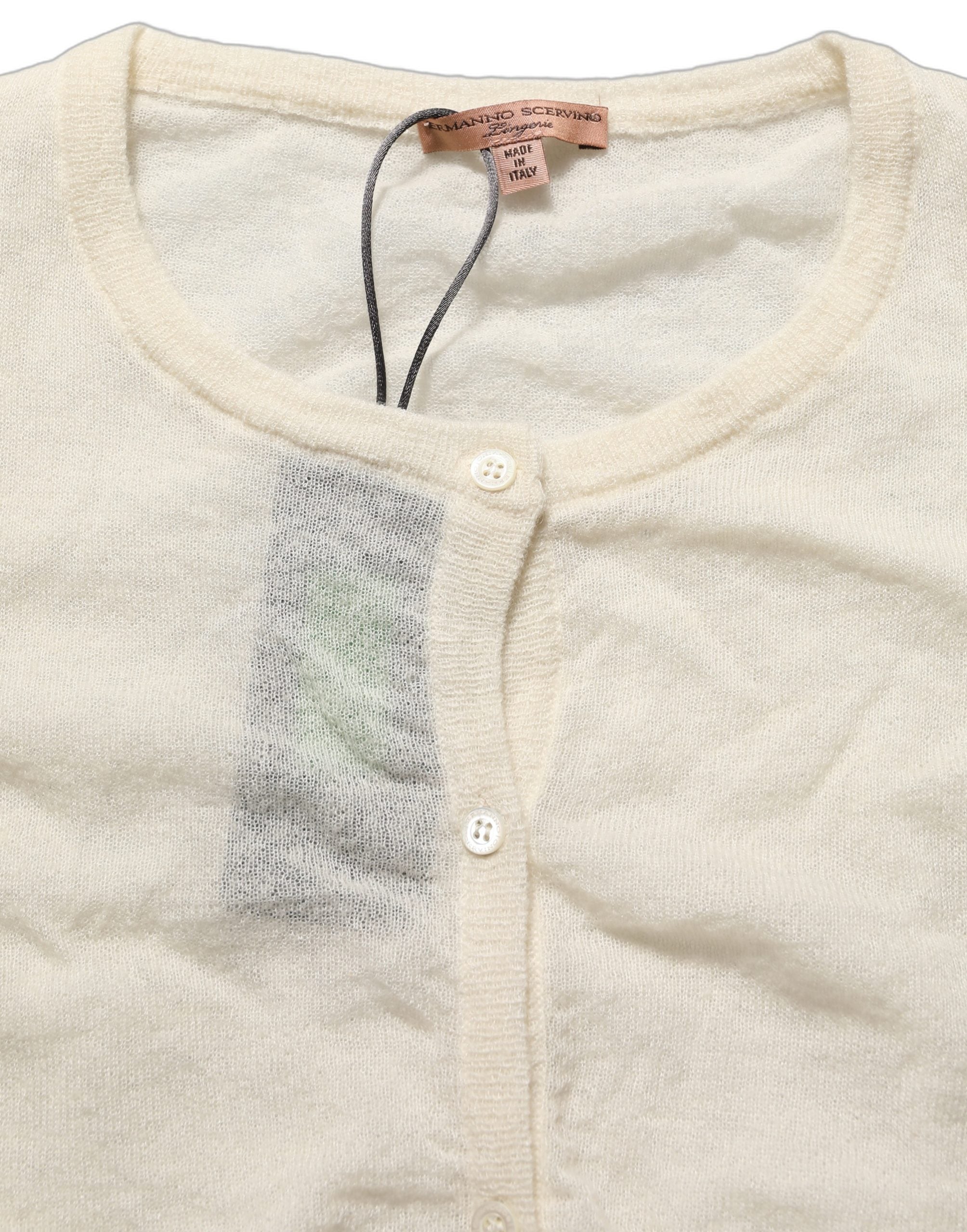 White Knit Cropped Wool Cardigan Sweater