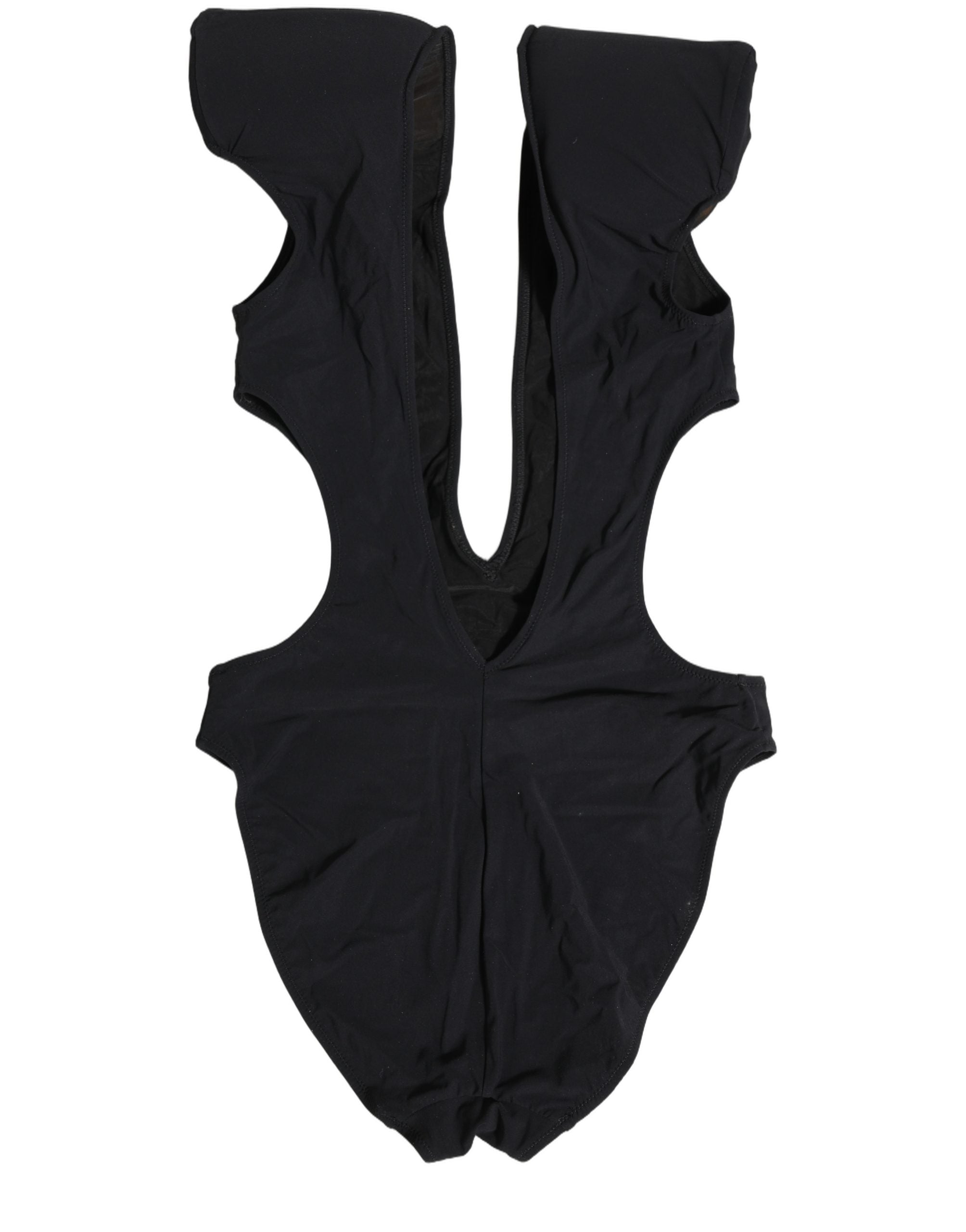 Black Logo Embellished Cutout One Piece Swimwear
