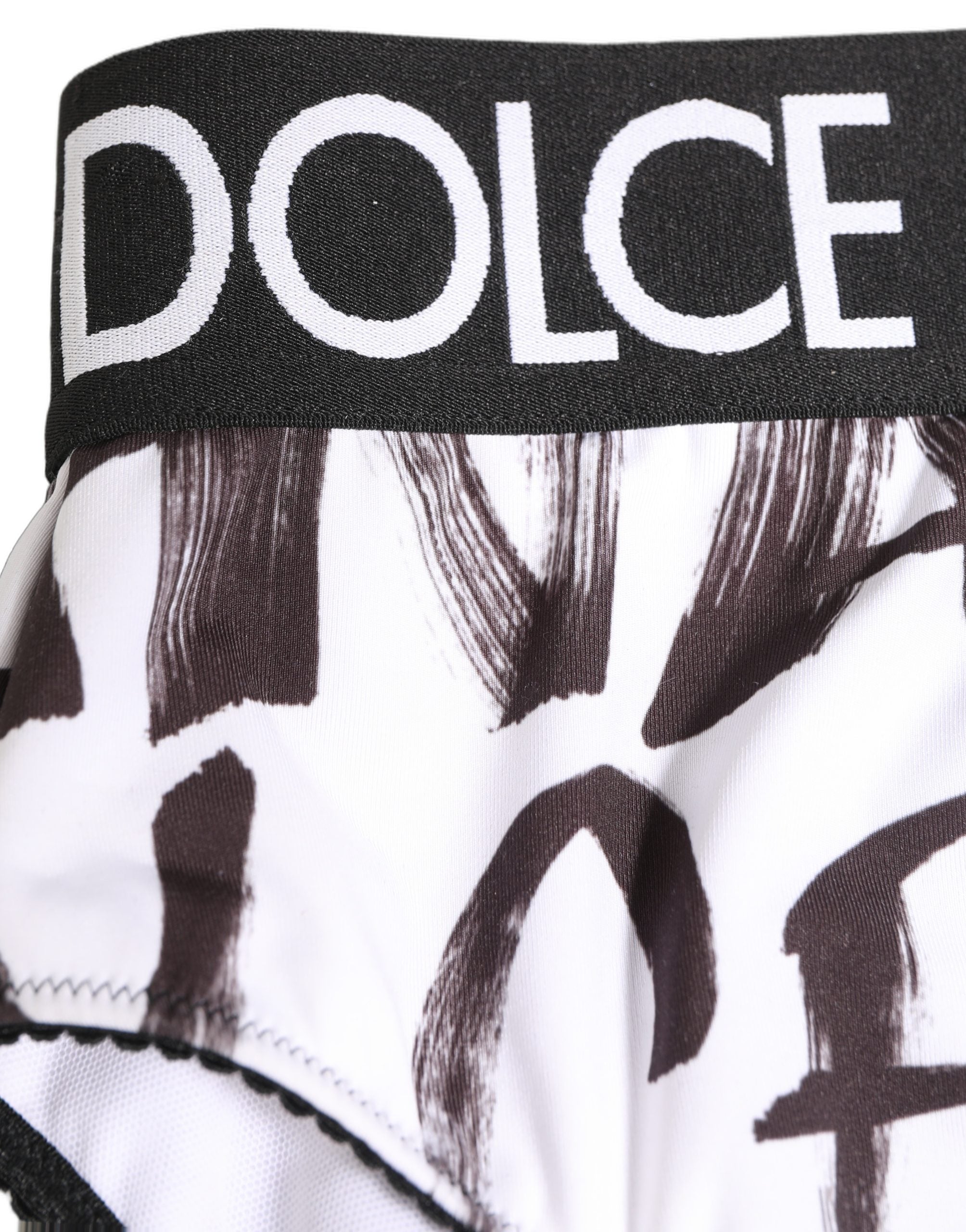 White Black Graphic Logo High Brief Underwear