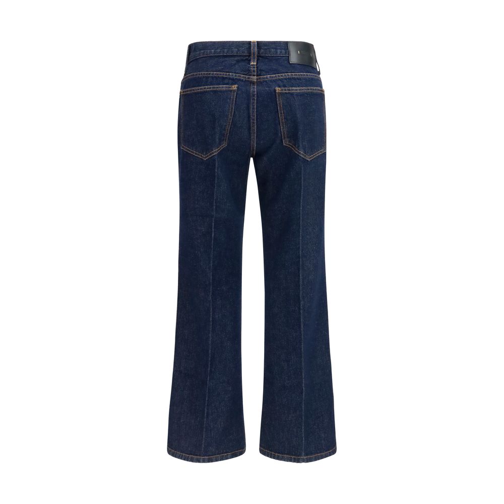 Blue Cotton Flared Jeans