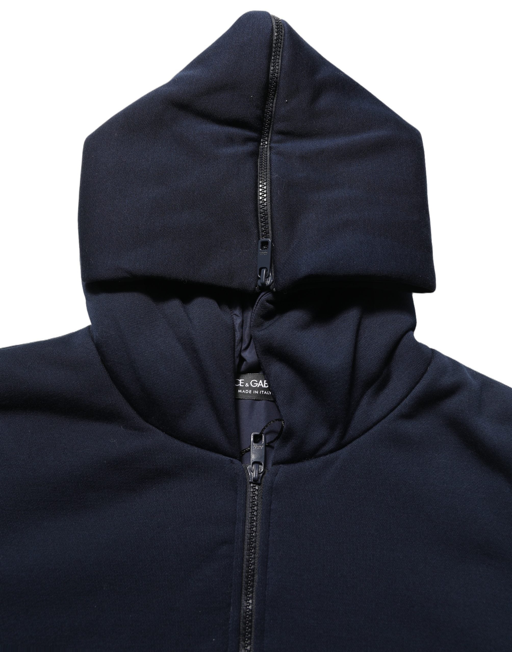 Black Cotton Full Zip Hooded Bomber Jacket