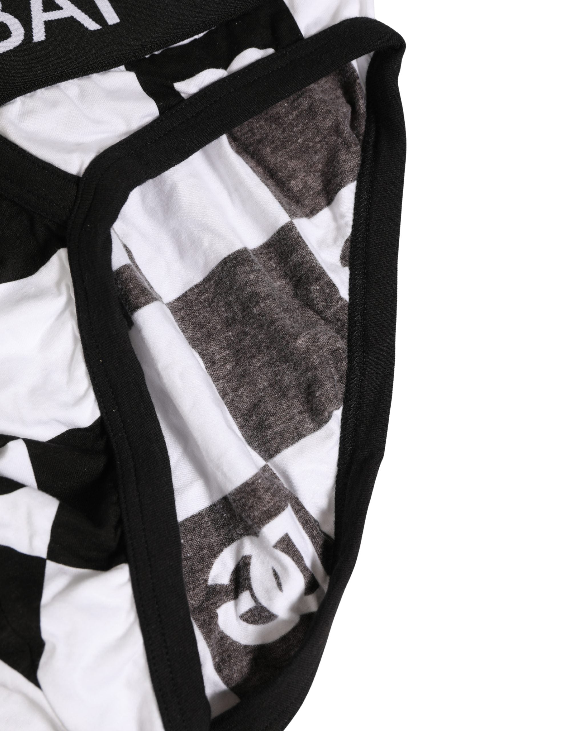 Black White Logo Checkered Midi Brief Underwear