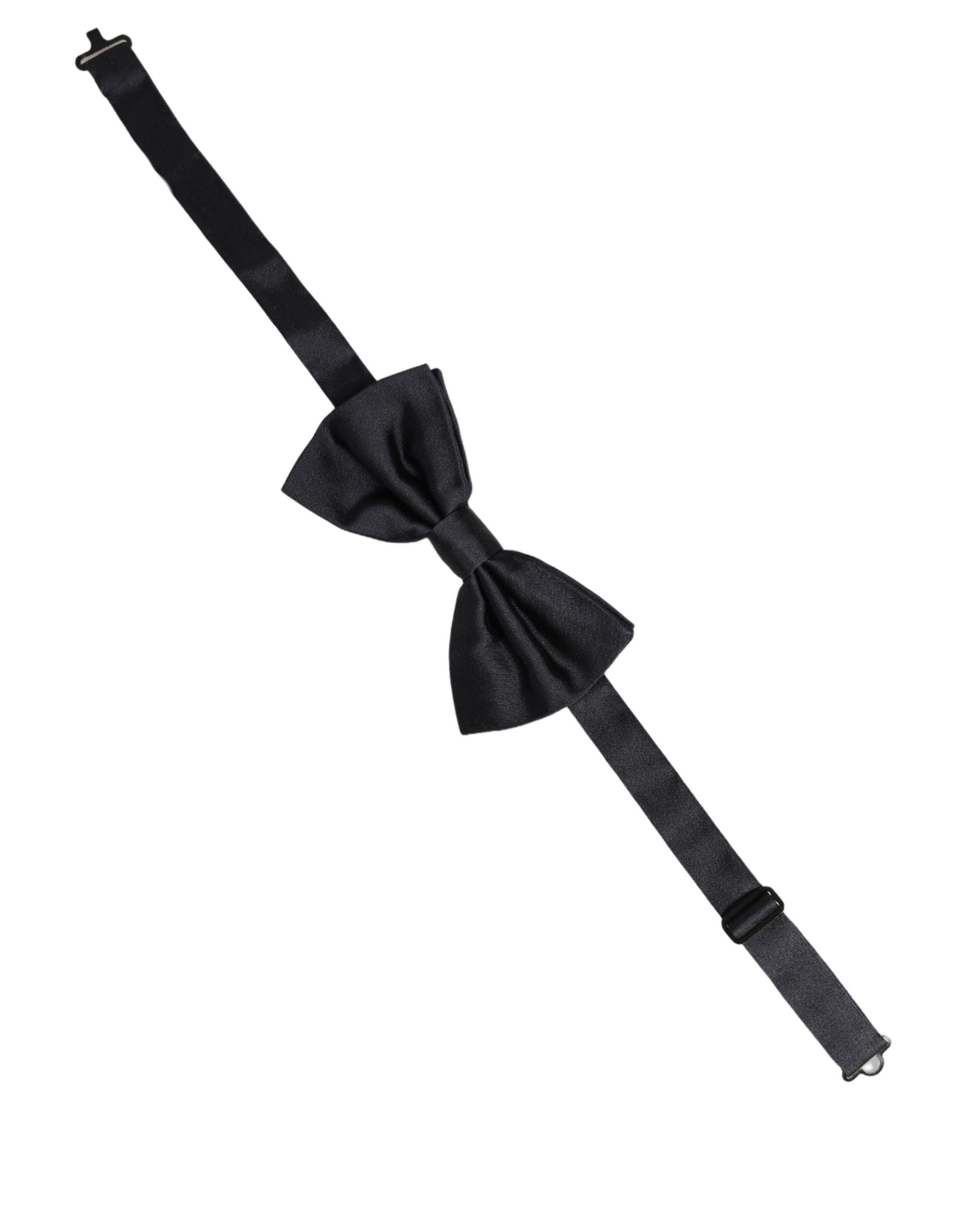 Men Black 100% Silk Adjustable Neck Papillon Bow Tie