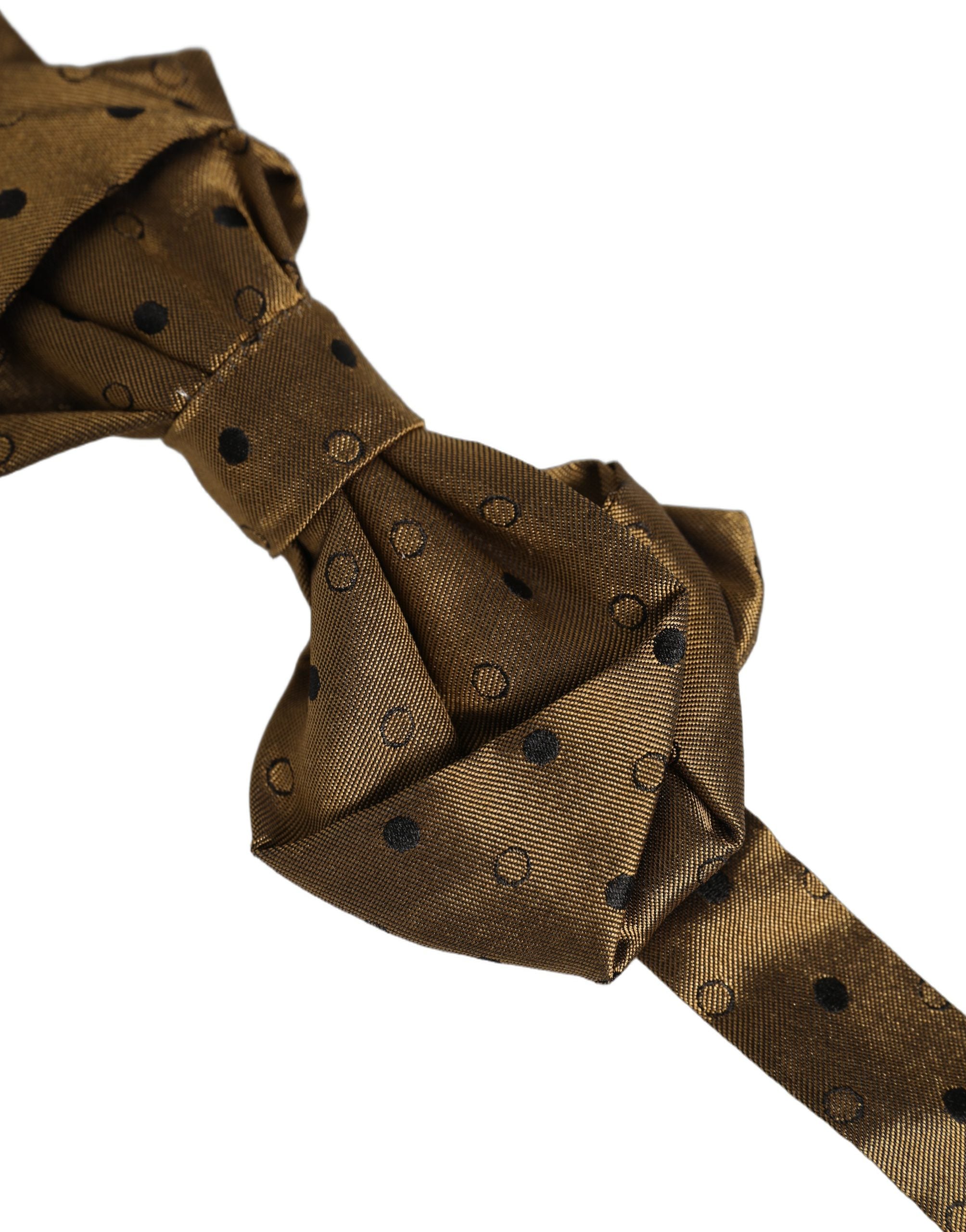 Men Brown Polka Dot Silk Adjustable Neck Papillon Bow Tie