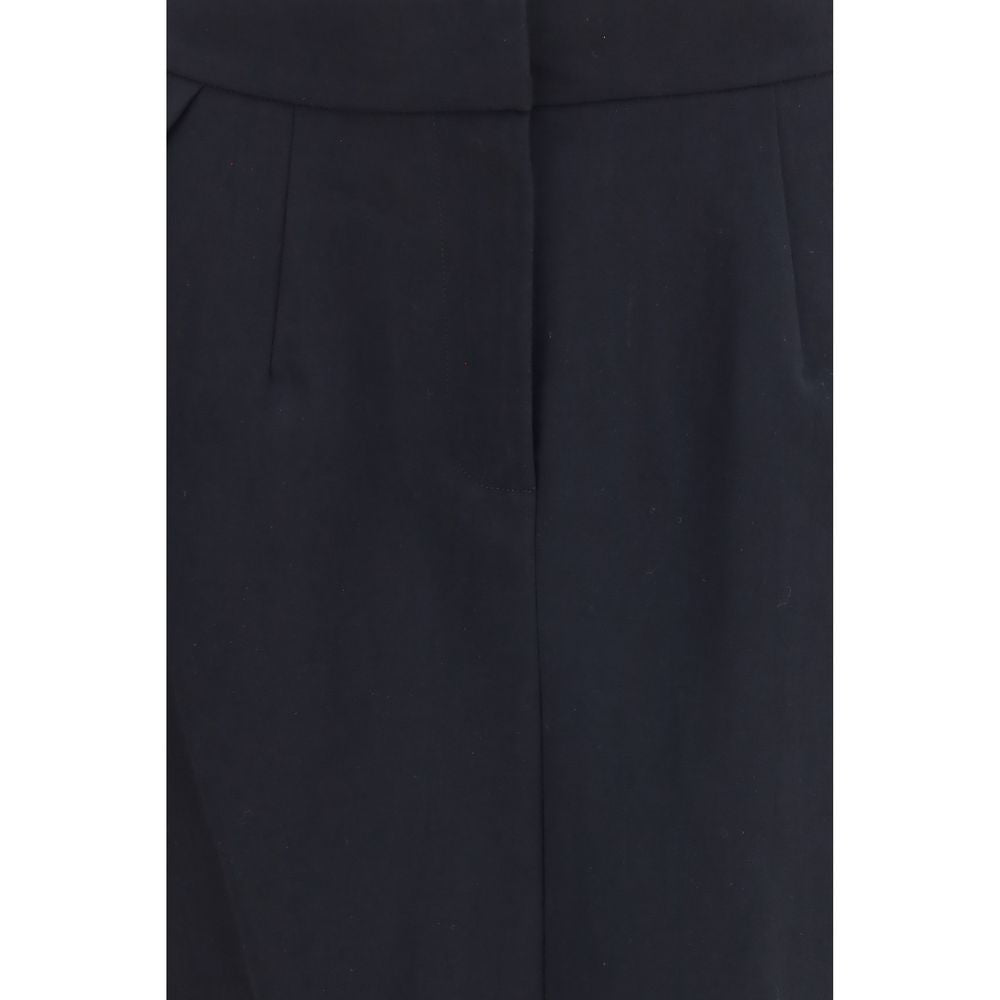 Black Cotton Midi Skirt