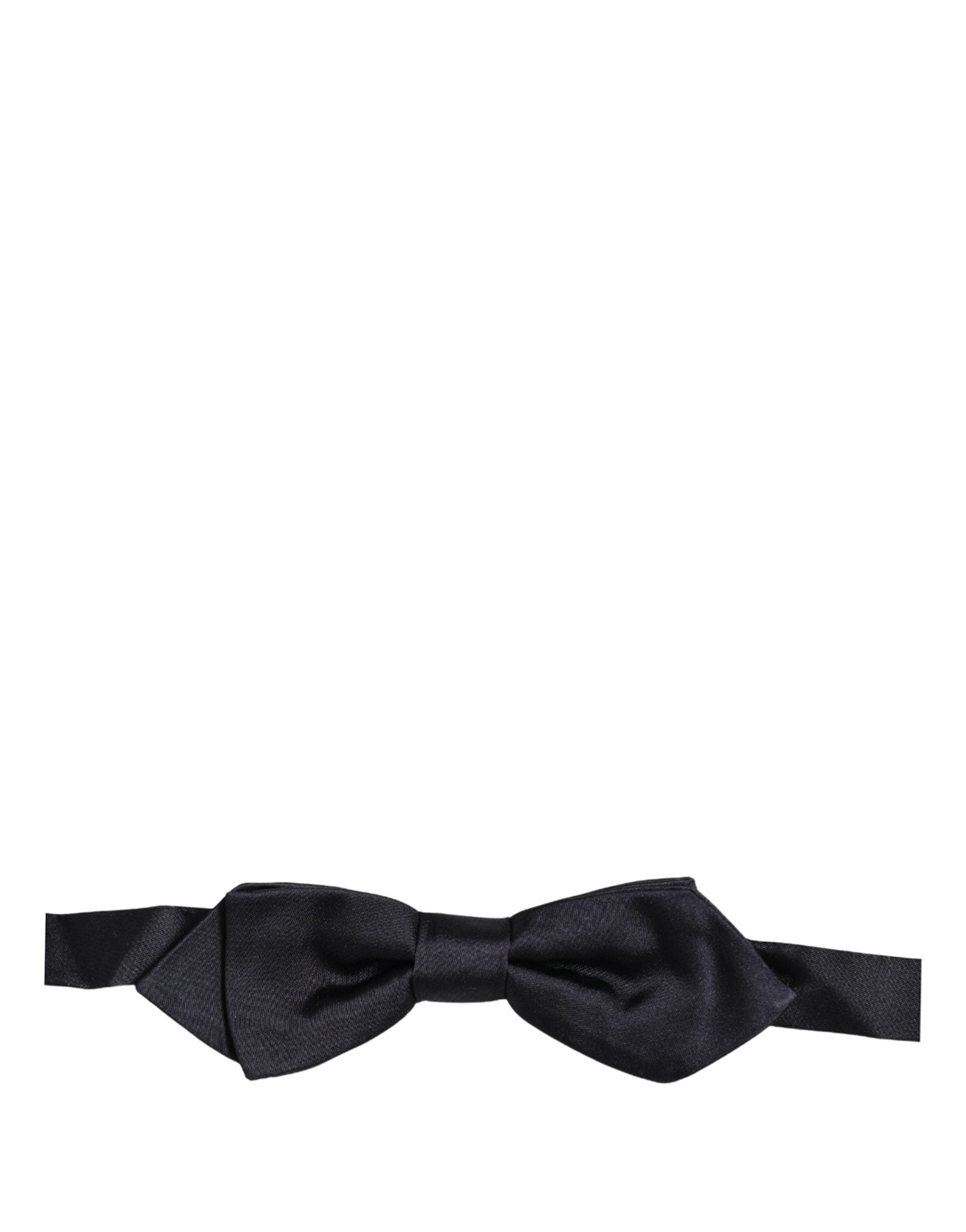 Men Dark Blue 100% Silk Adjustable Neck Papillon Bow Tie