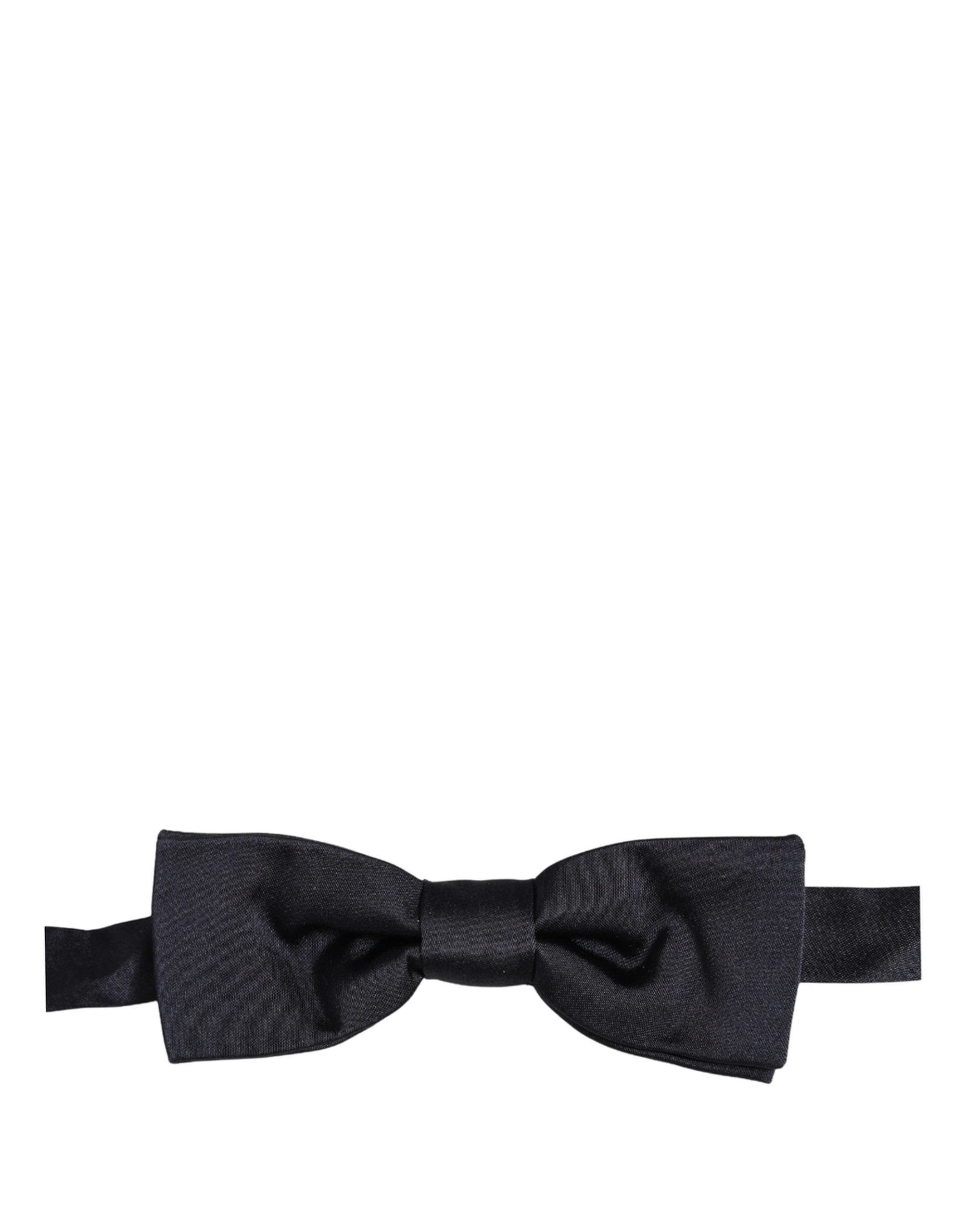 Men Dark Blue 100% Silk Adjustable Neck Papillon Bow Tie