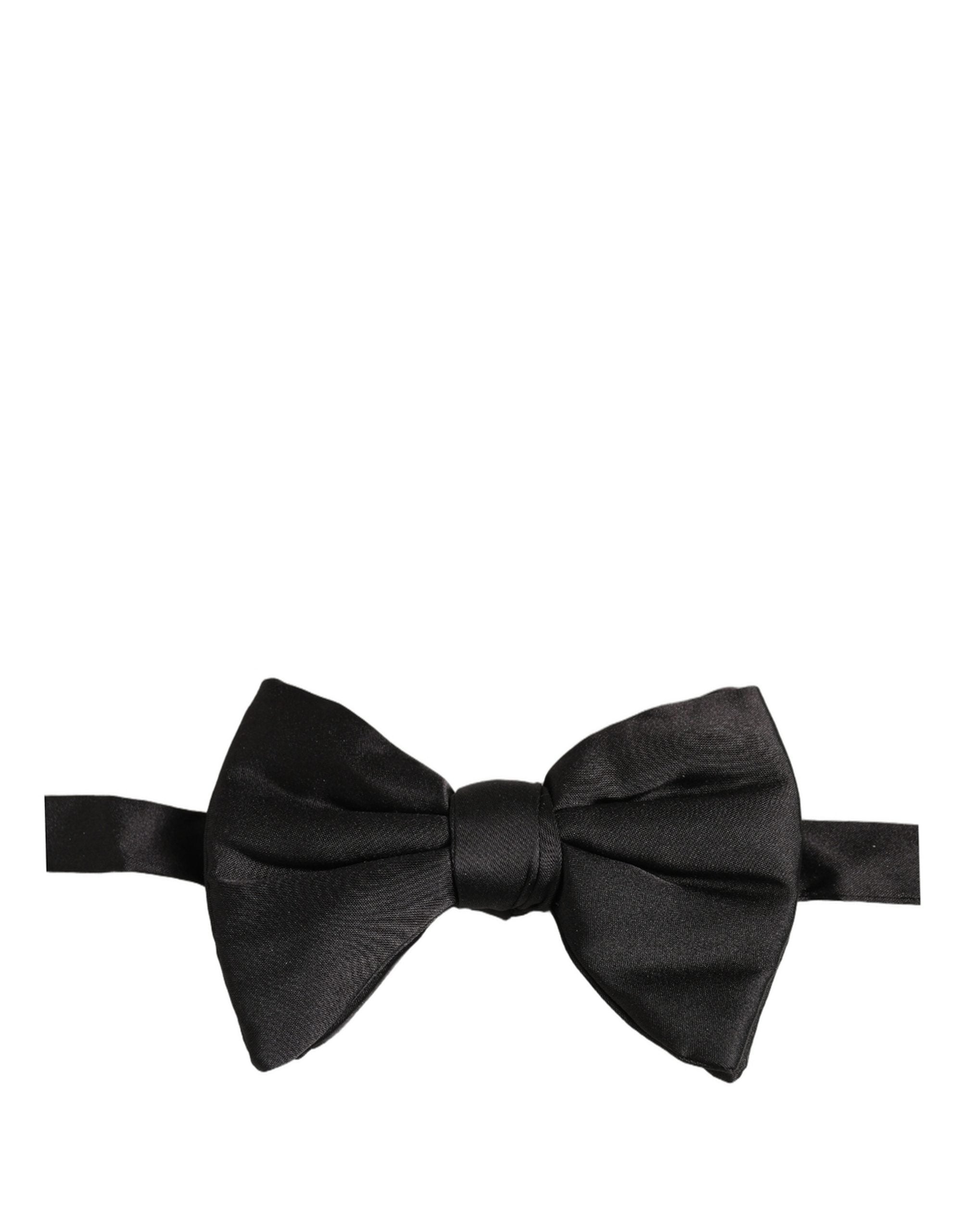 Men Black 100% Silk Adjustable Neck Papillon Bow Tie