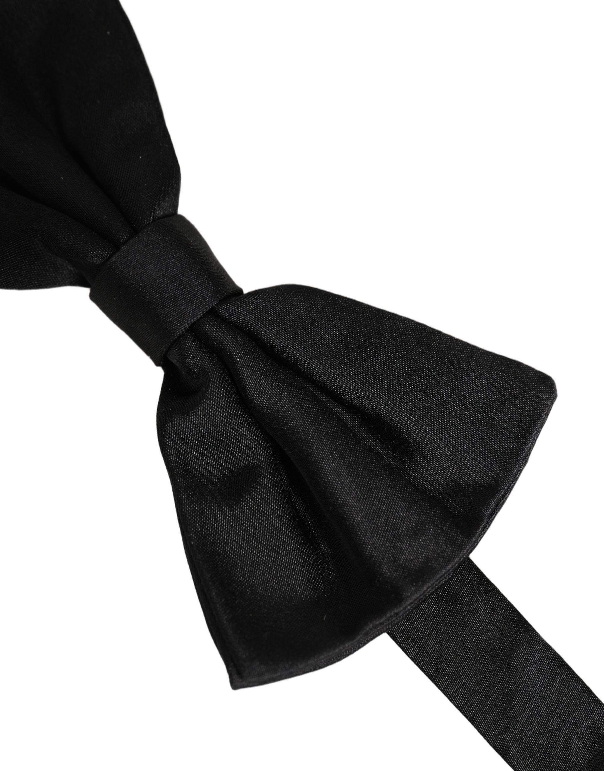 Men Black 100% Silk Adjustable Neck Papillon Bow Tie