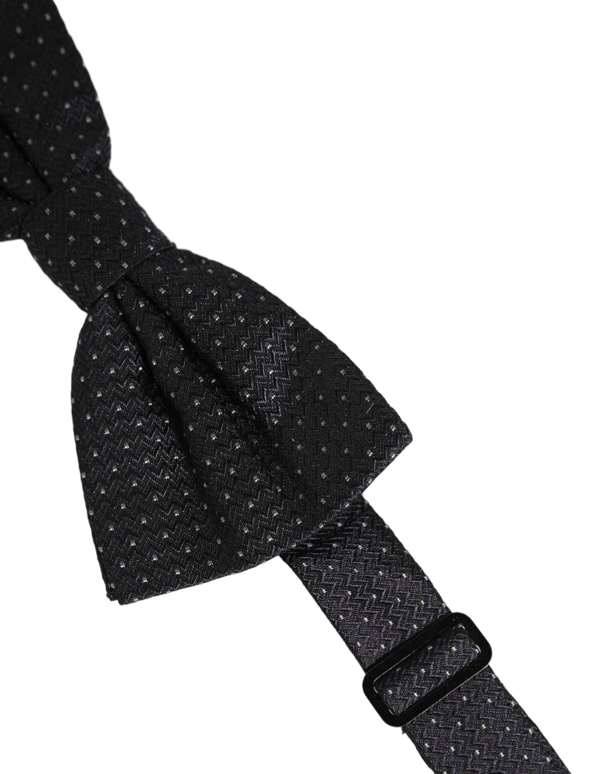Black White Polka Dot Adjustable Neck Papillon Bow Tie