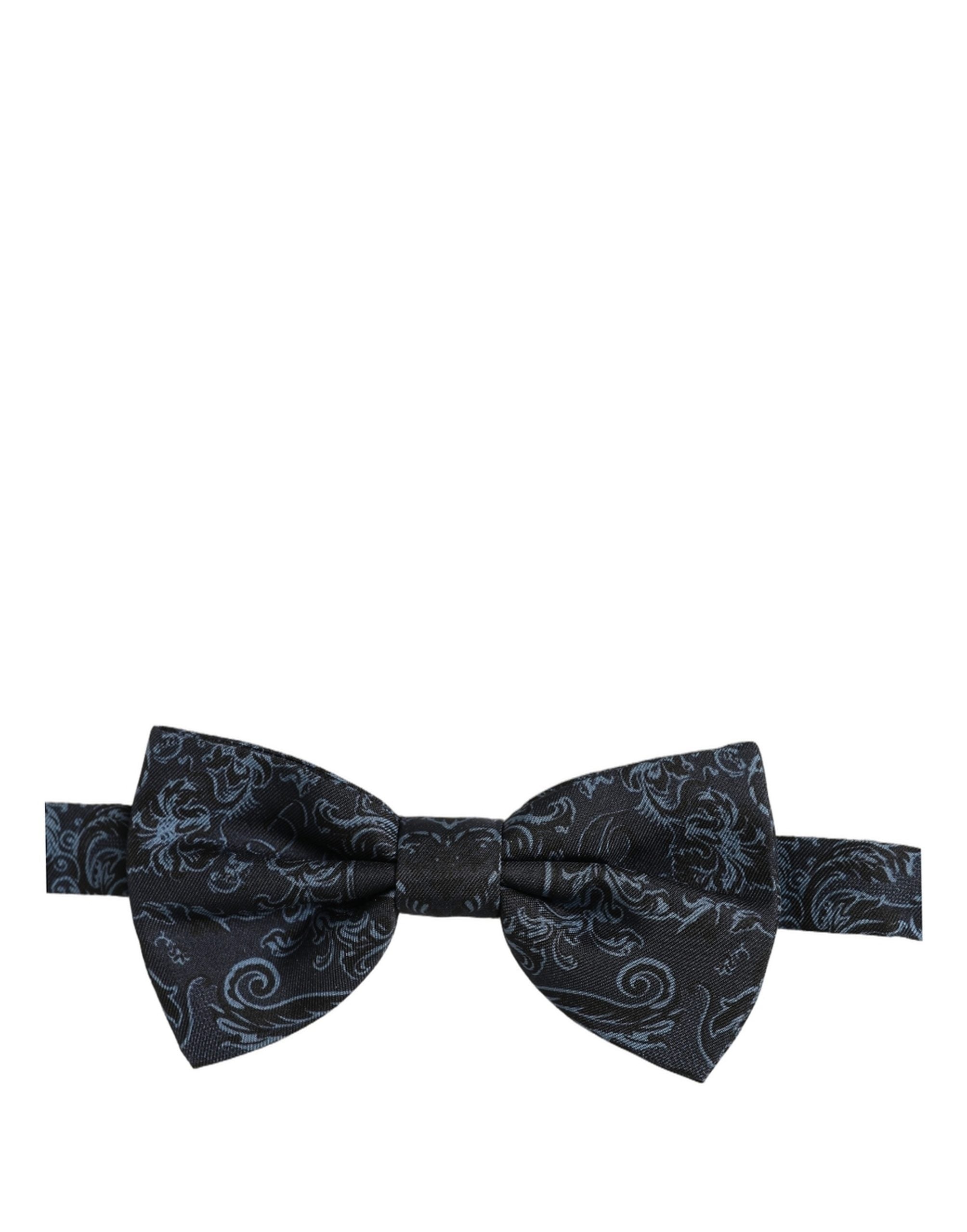 Men Black Blue Paisley Adjustable Neck Papillon Bow Tie