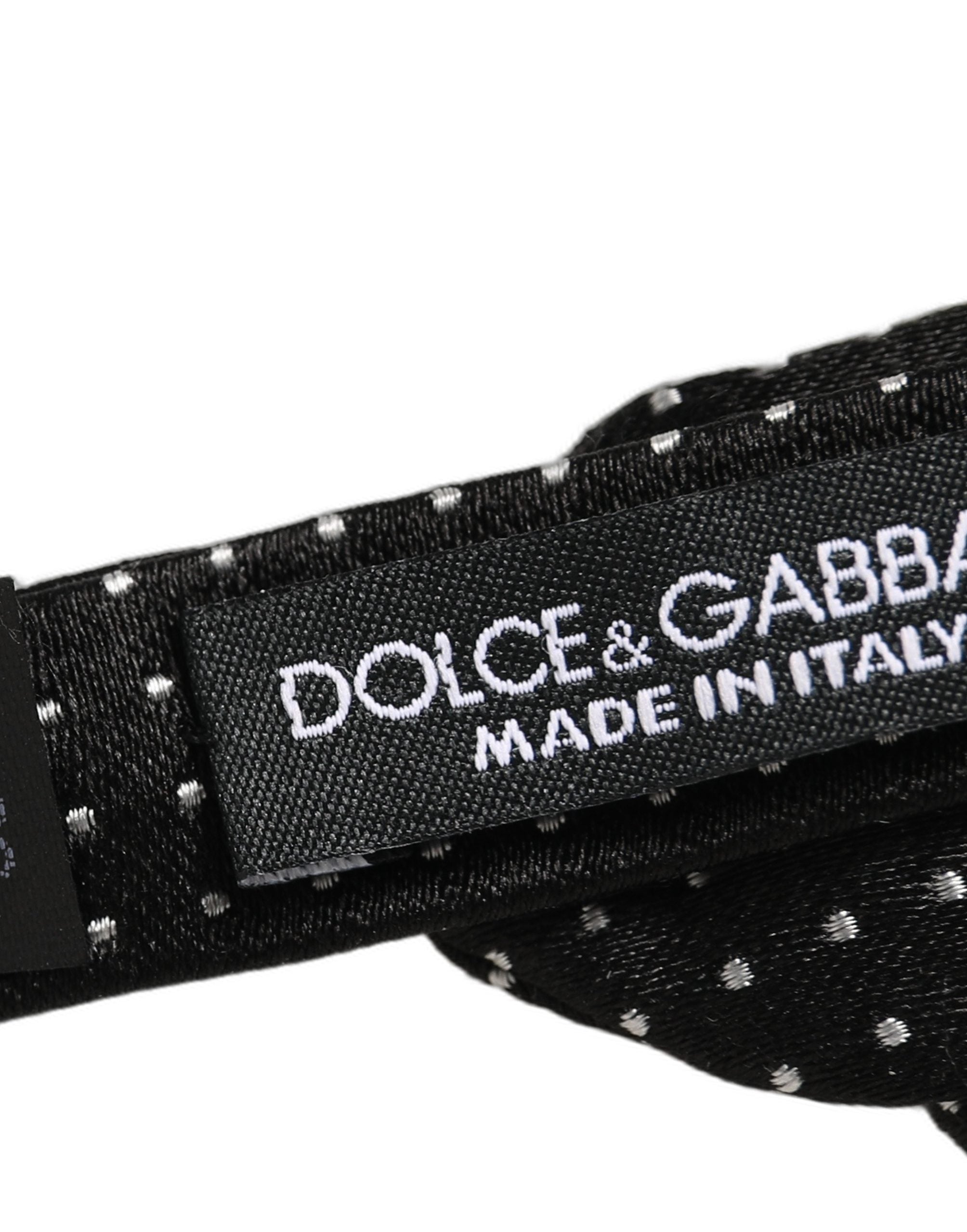 Black White Polka Dot Adjustable Neck Papillon Bow Tie