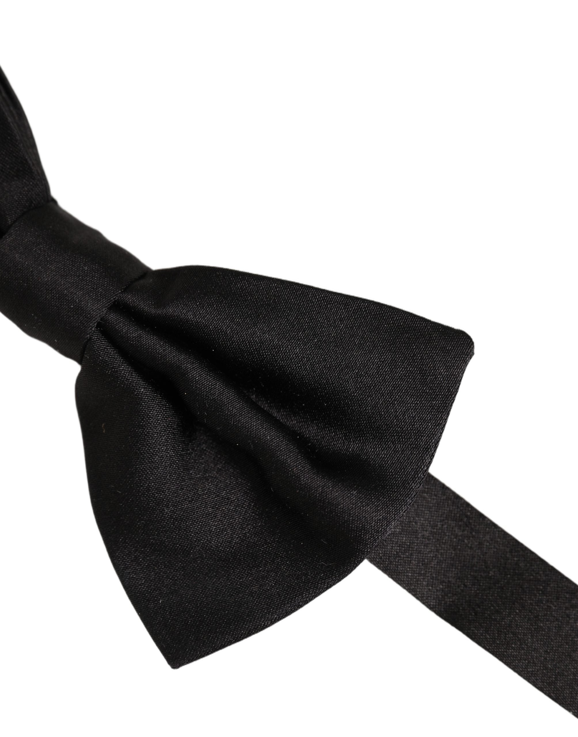 Men Black 100% Silk Adjustable Neck Papillon Bow Tie