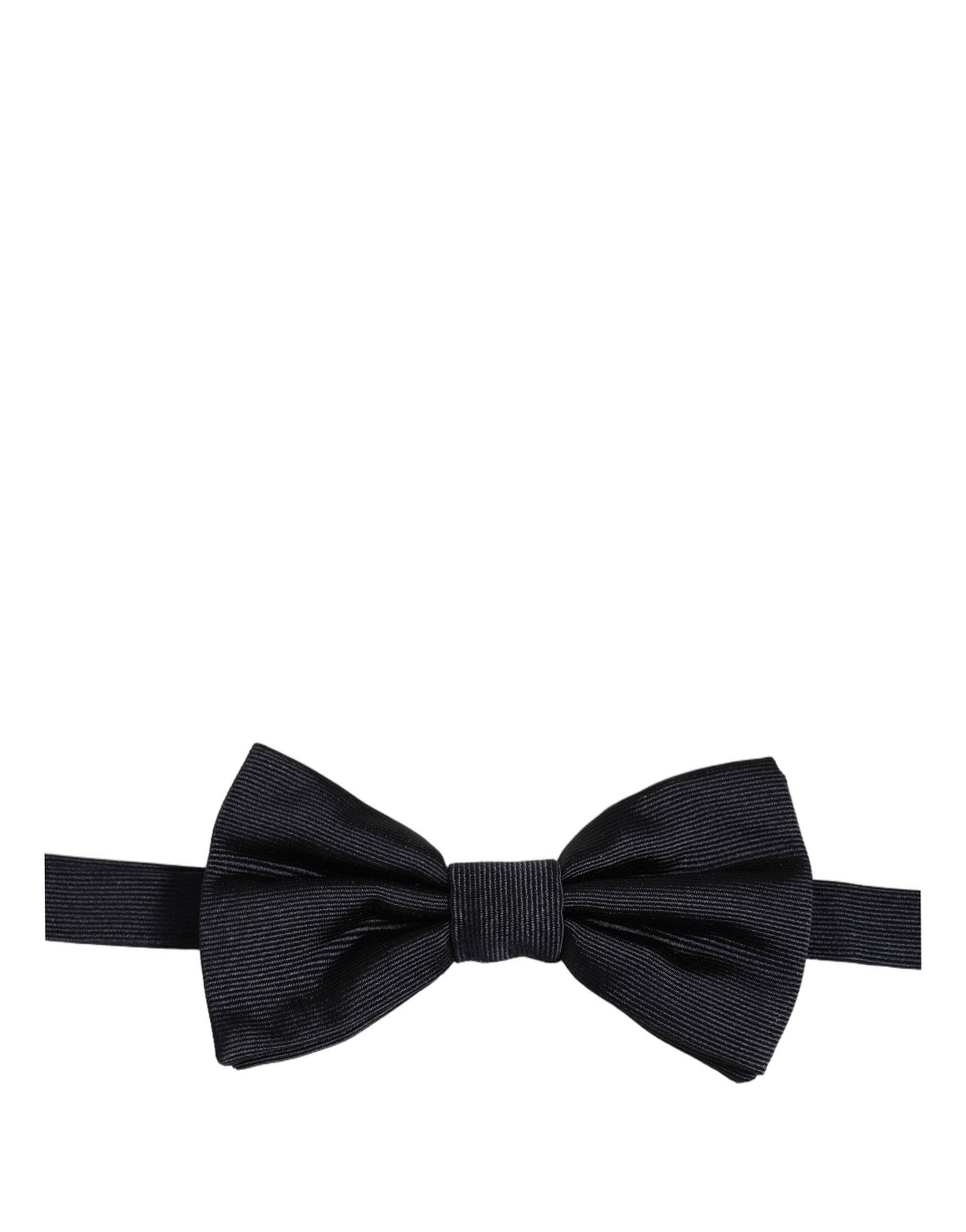 Men Black 100% Silk Adjustable Neck Papillon Bow Tie