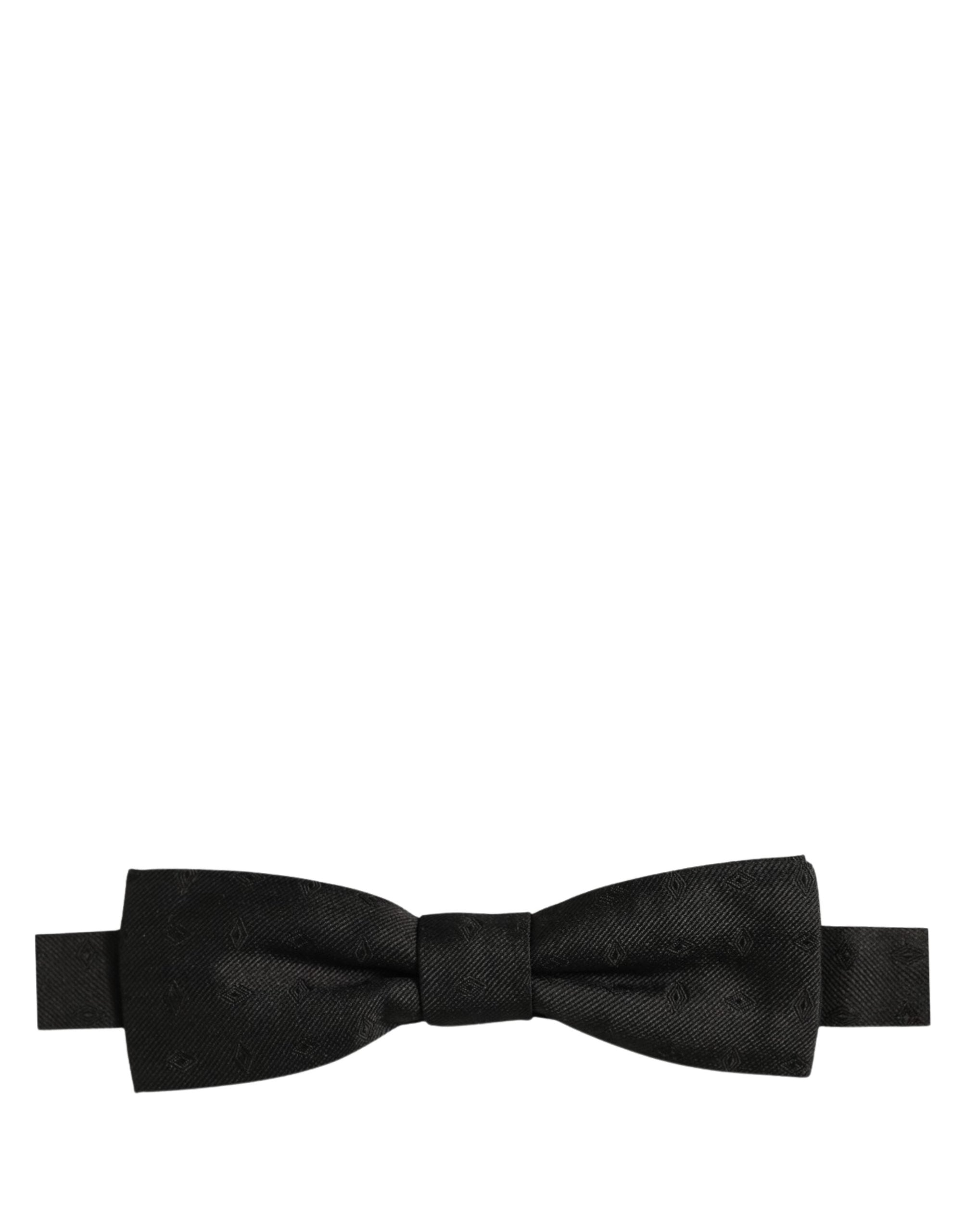Men Black 100% Silk Adjustable Neck Papillon Bow Tie