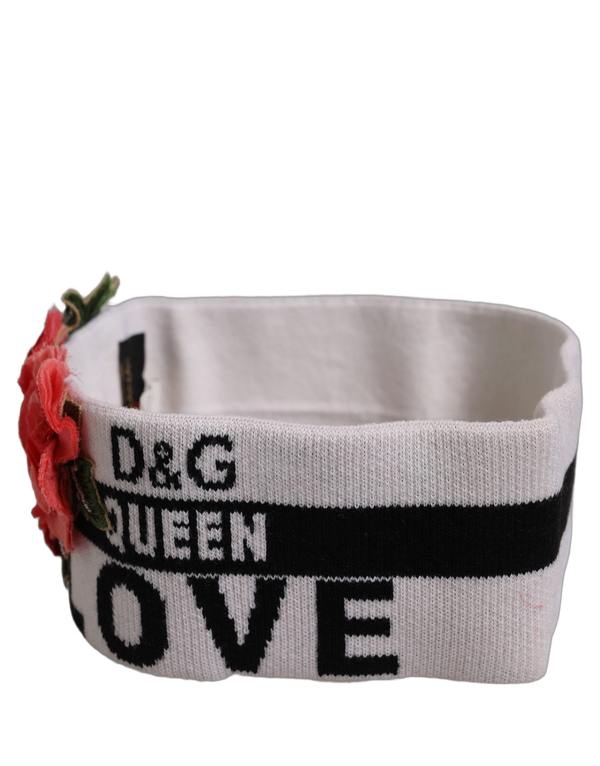 White D&G Queen Love Floral Applique Head Band One Size Hat